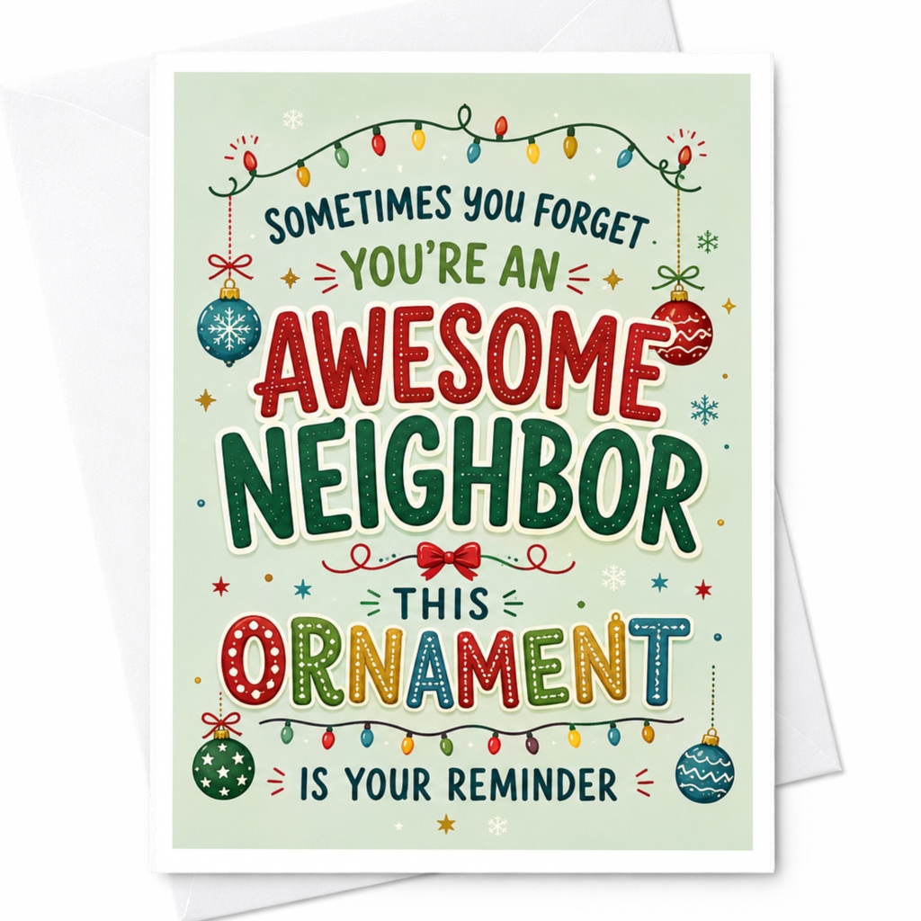 Sometimes You Forget You're An Awesome Neighbor This Ornament Is Your Reminder Christmas Card Festive Holiday Greeting For Neighbo C4658