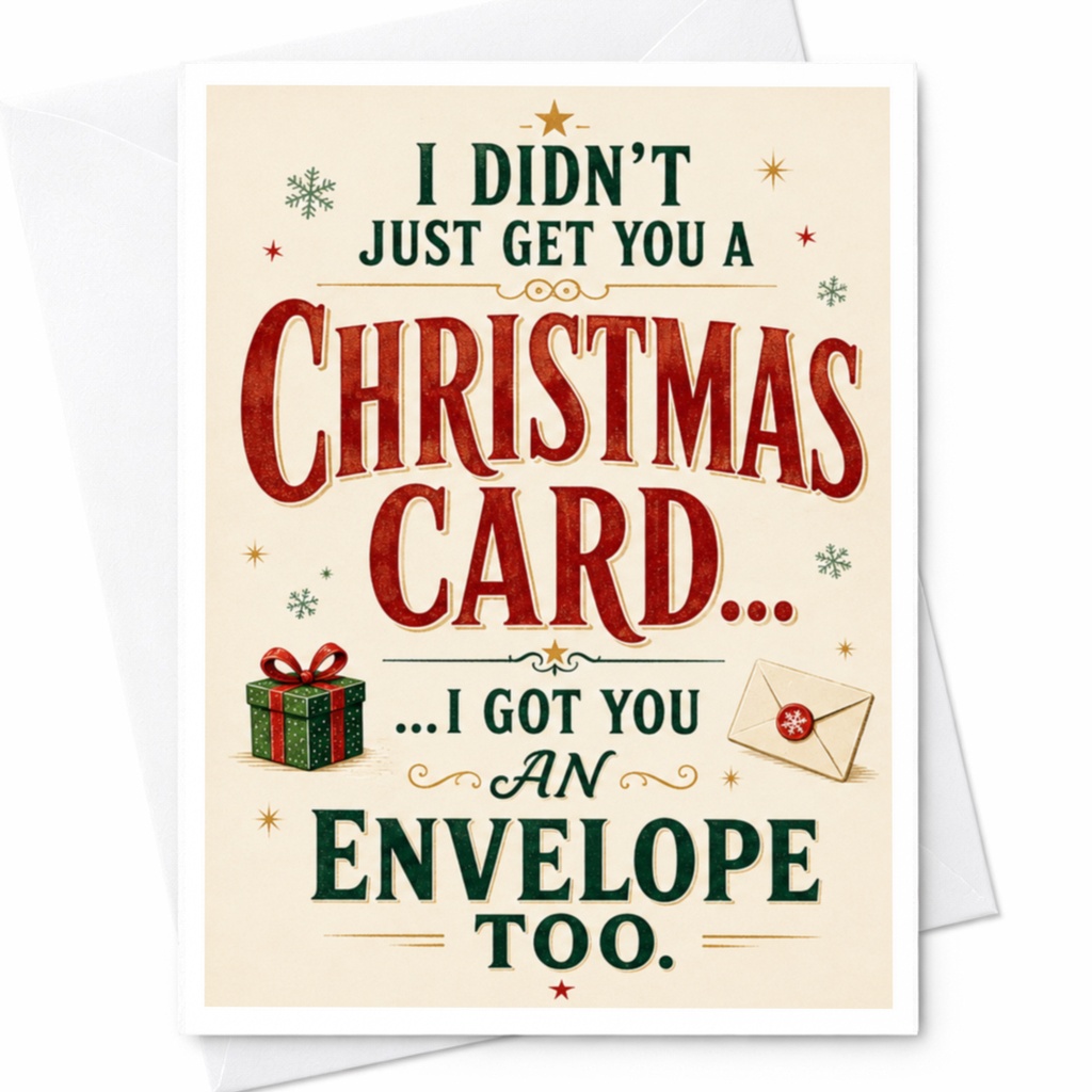 I Didn't Just Get You A Christmas Card... I Got You An Envelope Too. Funny Christmas Card Holiday For Friend Family C4673