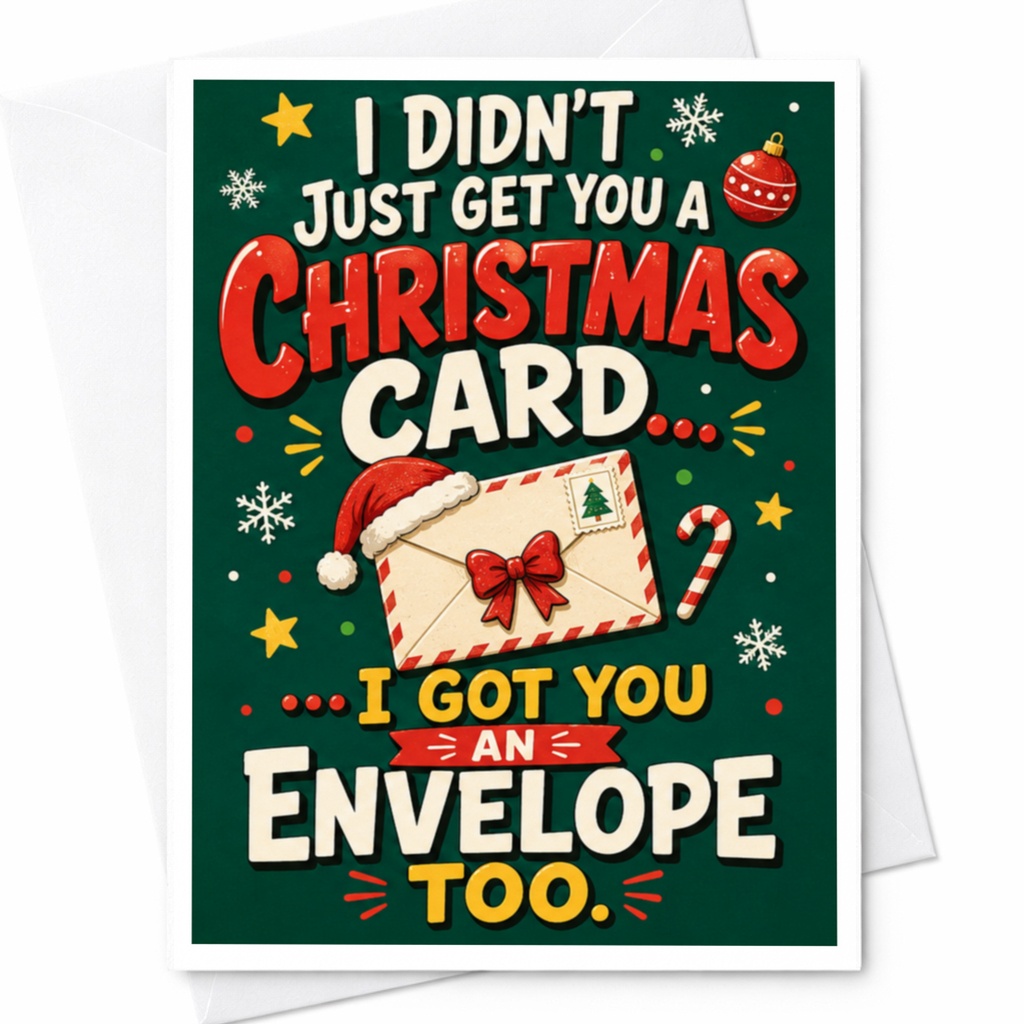 I Didn't Just Get You A Christmas Card... I Got You An Envelope Too. Funny Christmas Card Holiday For Friends Family C4674