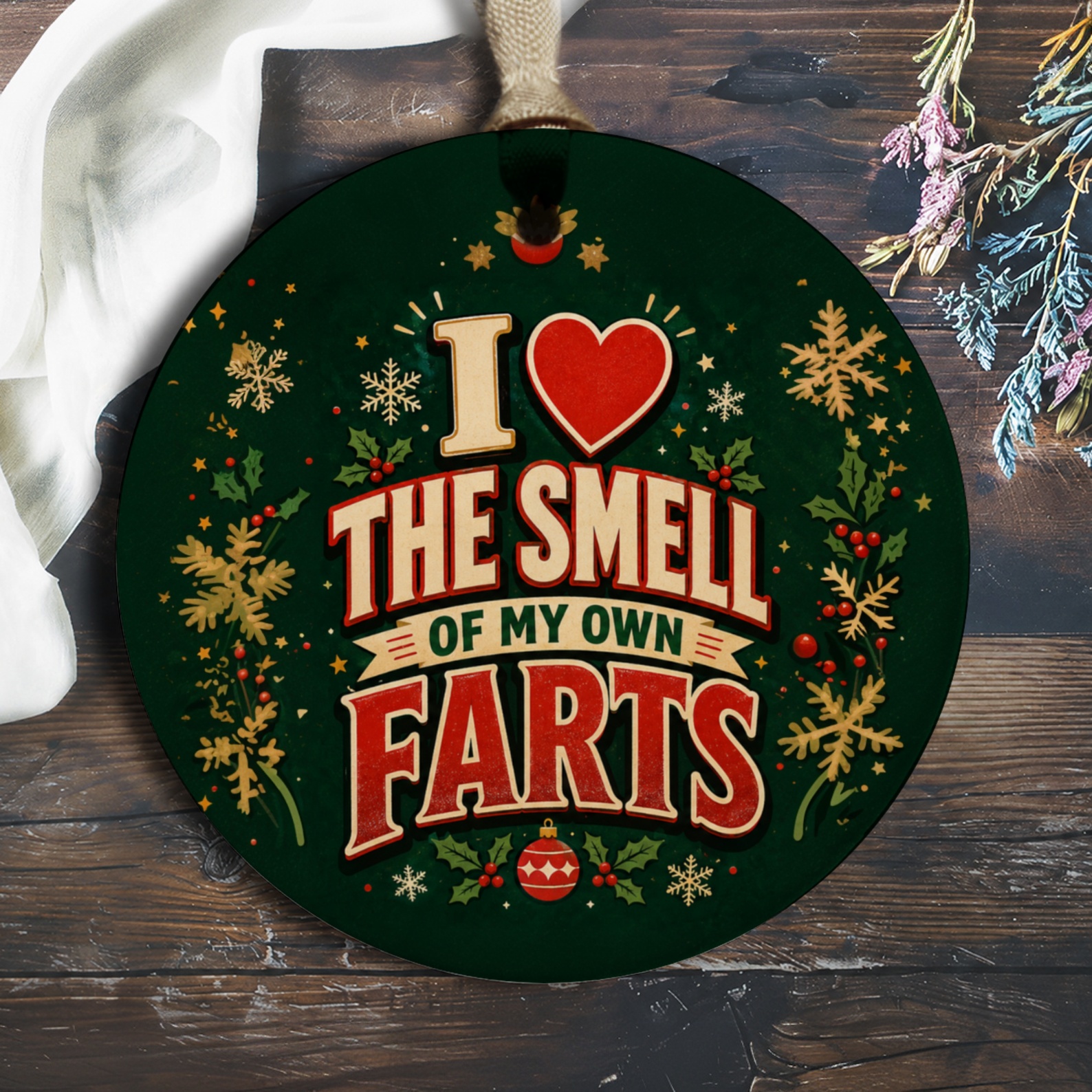 I Love The Smell Of My Own Farts Funny Christmas Ornament Holiday Decor Gag Gift For Him Her Xmas Tree Decoration O633