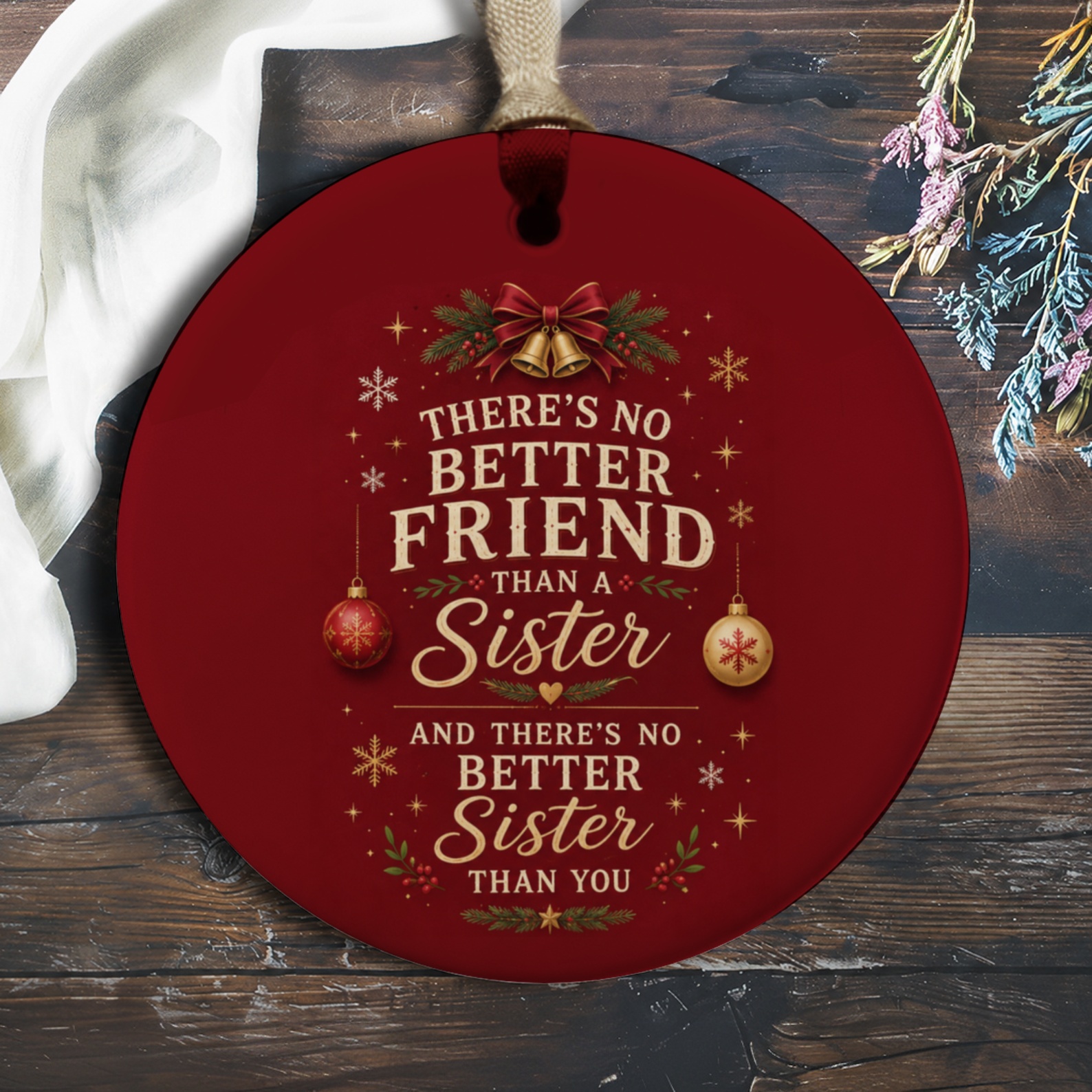 There's No Better Friend Than A Sister Christmas Ornament Sister Gift Holiday Decor Sentimental Keepsake For Her O645