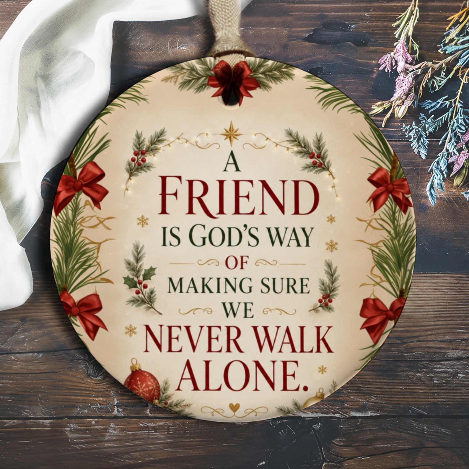 A Friend Is God's Way Of Making Sure We Never Walk Alone Christmas Ornament Holiday Decor Gift For Friend Festive Home Decoration O674