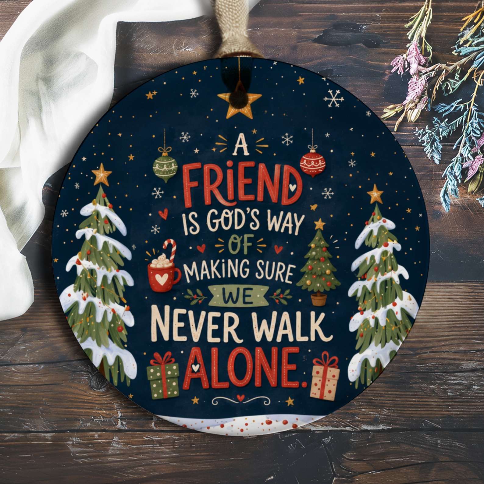 A Friend Is God's Way Of Making Sure We Never Walk Alone Christmas Ornament Holiday Decor Gift For Friend Festive Tree Decoration O675