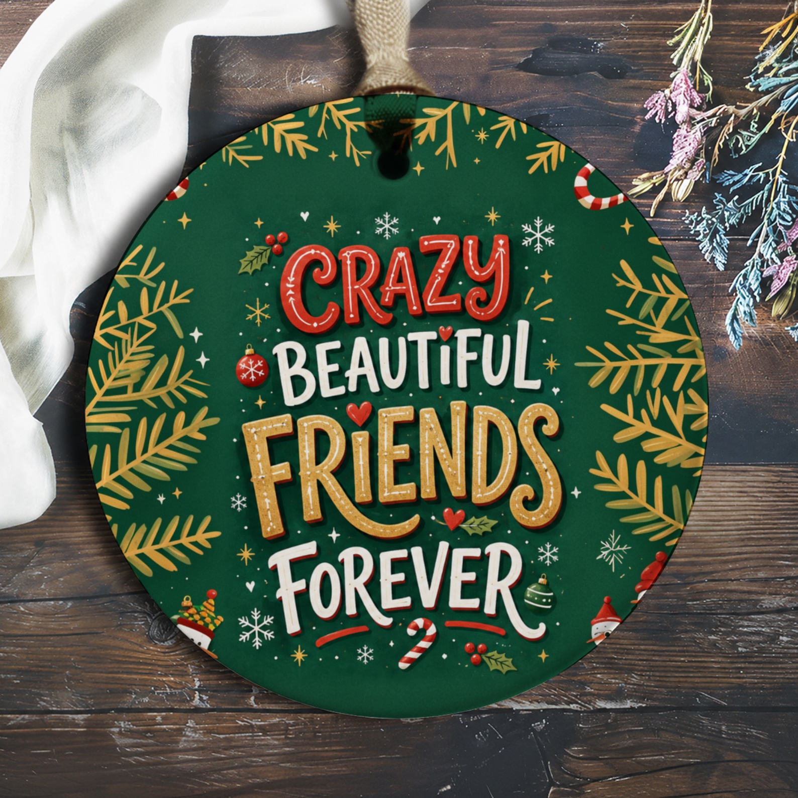 Crazy Beautiful Friends Forever Christmas Ornament Festive Holiday Decor Gift For Friend Cute Keepsake O680