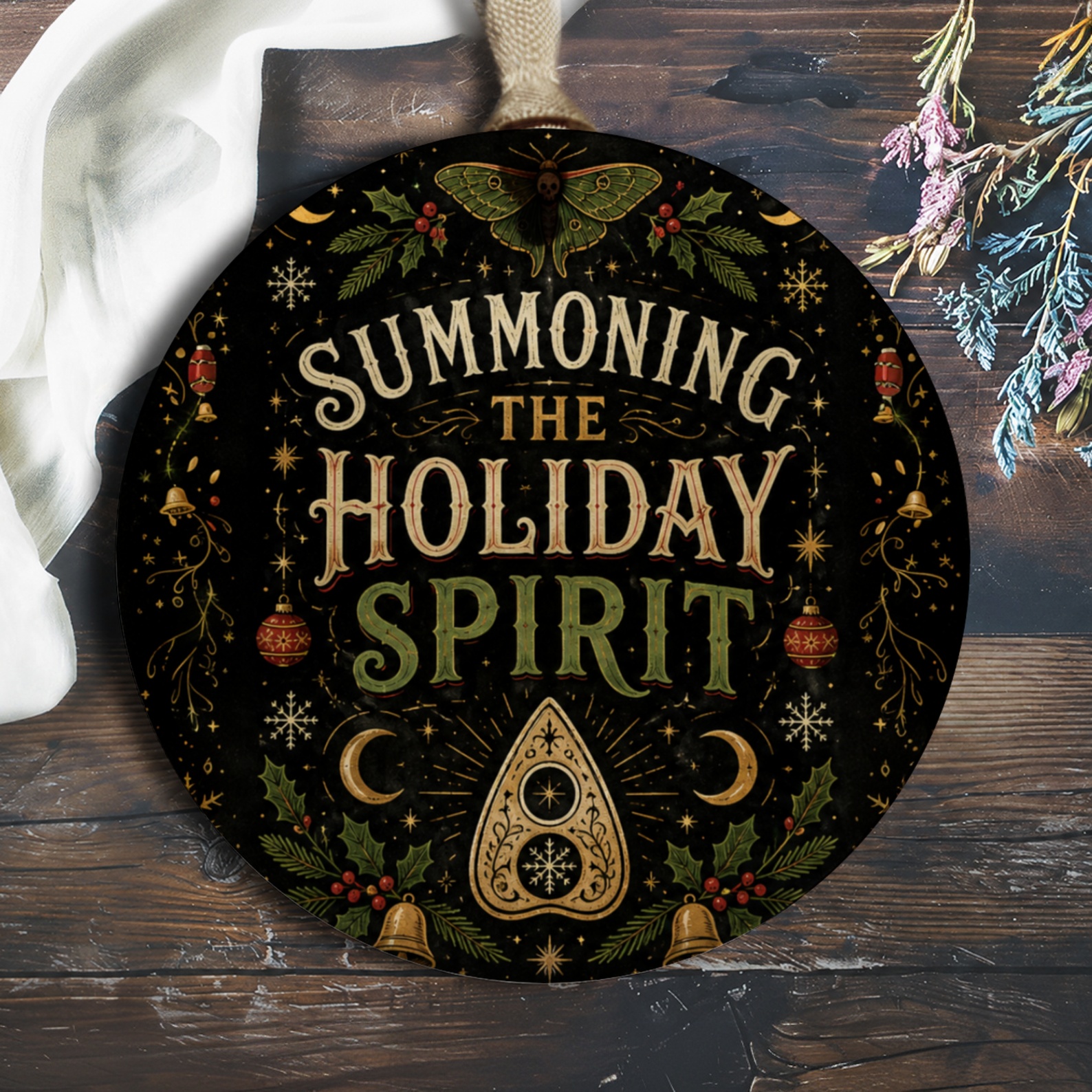 Summoning The Holiday Spirit Christmas Ornament Festive Holiday Decor Winter Decoration Gift Idea Seasonal Home Accent O629