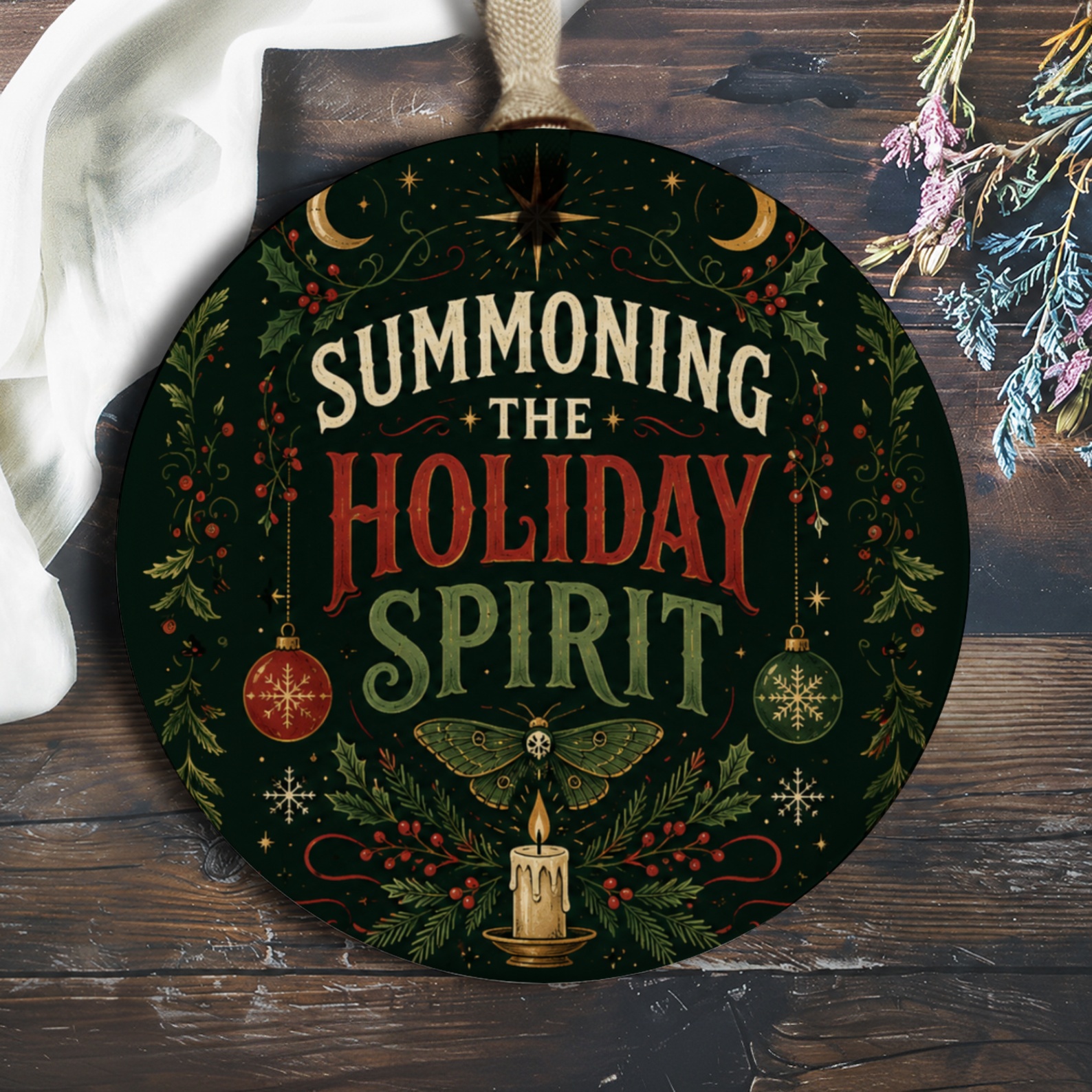 Summoning The Holiday Spirit Christmas Ornament Festive Holiday Decor Winter Decoration Gift Idea Seasonal Home Decor O630