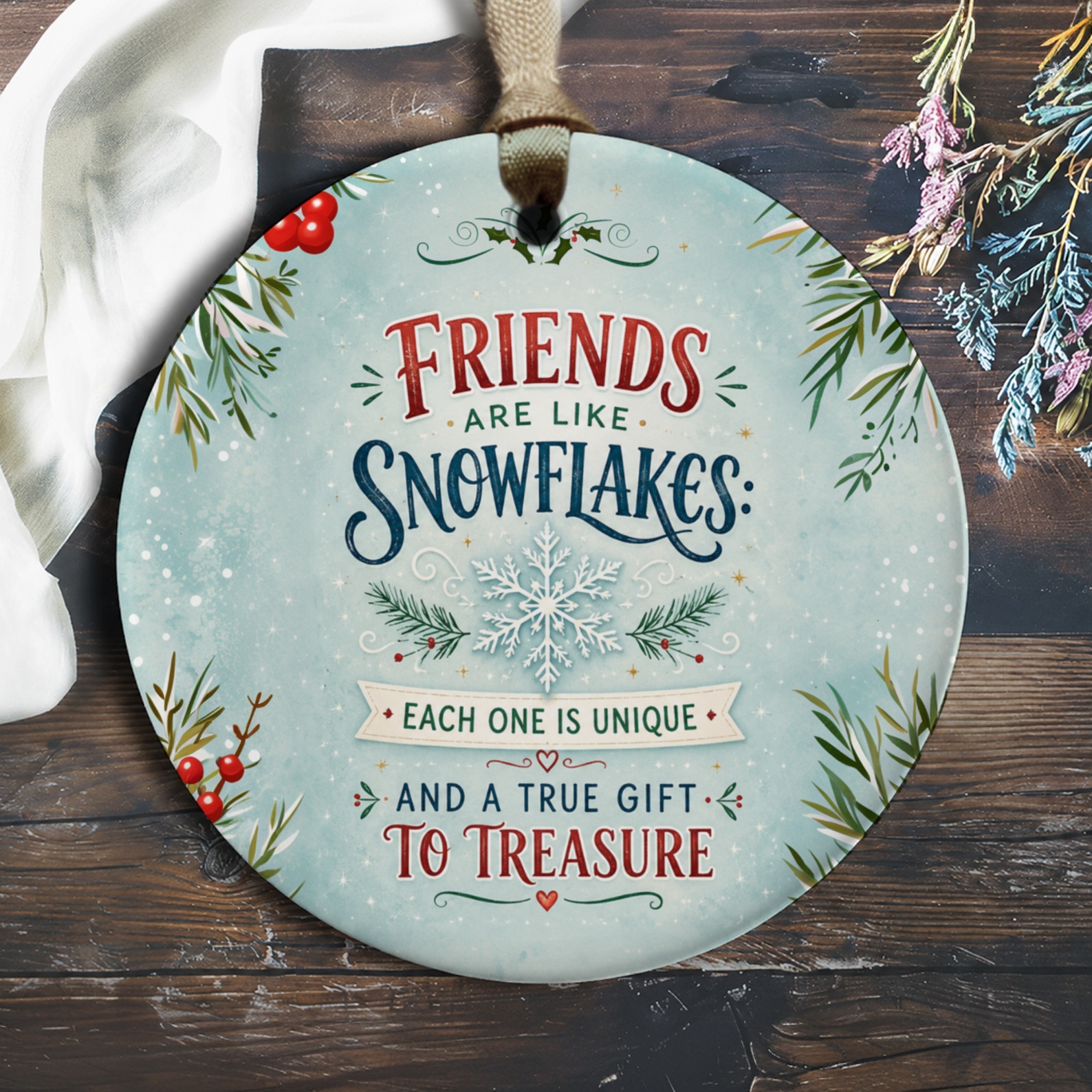 Friends Are Like Snowflakes: Each One Is Unique And A True Gift To Treasure Christmas Ornament Holiday Decor Gift For Friend O639