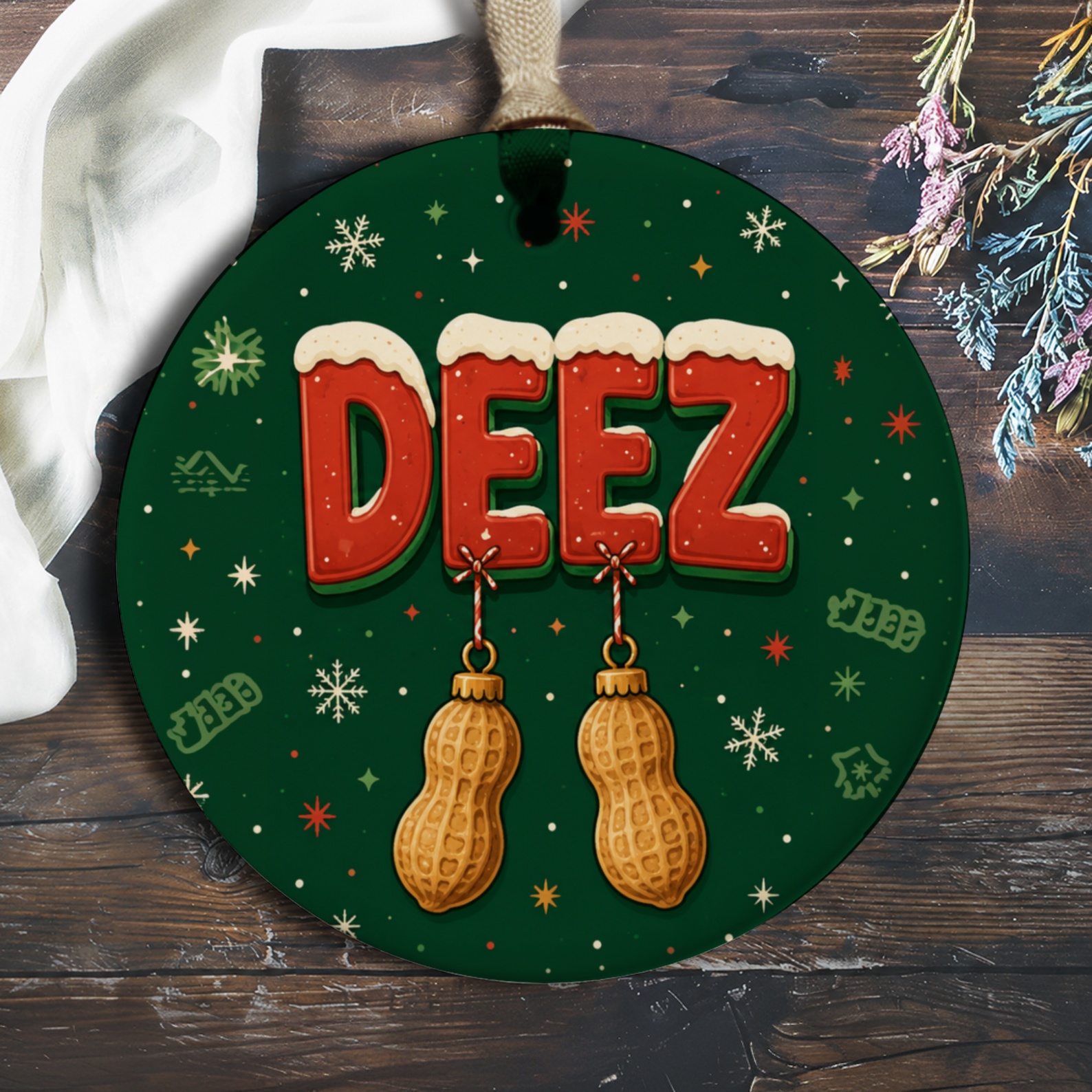 Deez Funny Christmas Ornament Festive Peanuts Holiday Decor Gift Idea For Friends Family Xmas Tree Decoration O641