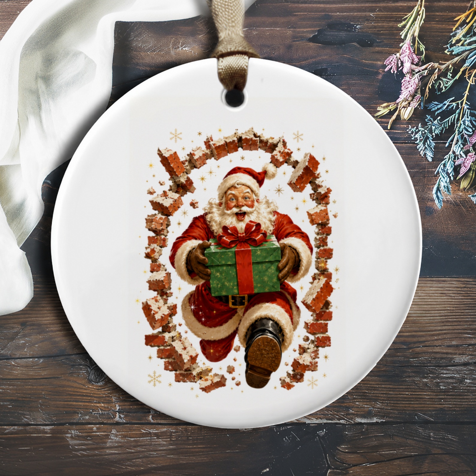 Santa Christmas Ornament Festive Holiday Decor Santa Claus With Gift Cute Christmas Tree Decoration Winter Holiday Ornament O642