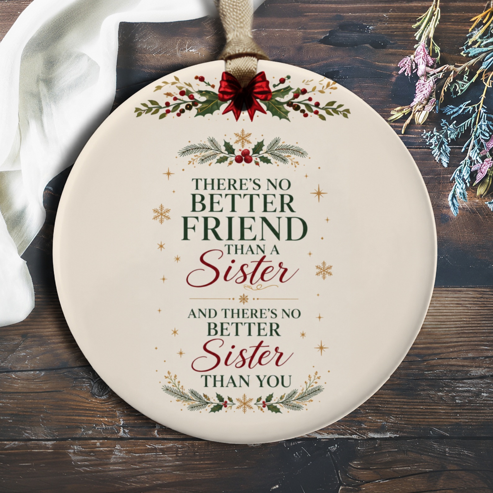 There's No Better Friend Than A Sister Christmas Ornament Festive Holiday Decor Gift For Sister Sentimental Keepsake O644