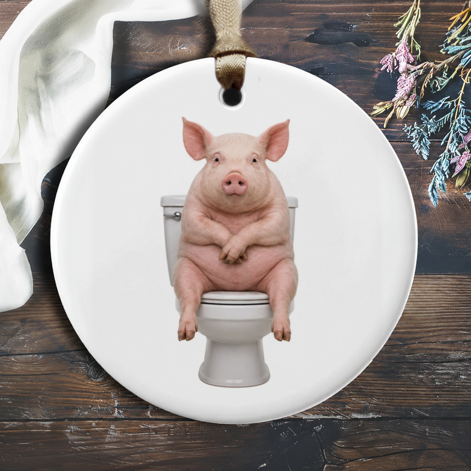 Funny Pig Ornament Animal Decor Cute Farmhouse Style Bathroom Decoration Gift For Animal Lover O658