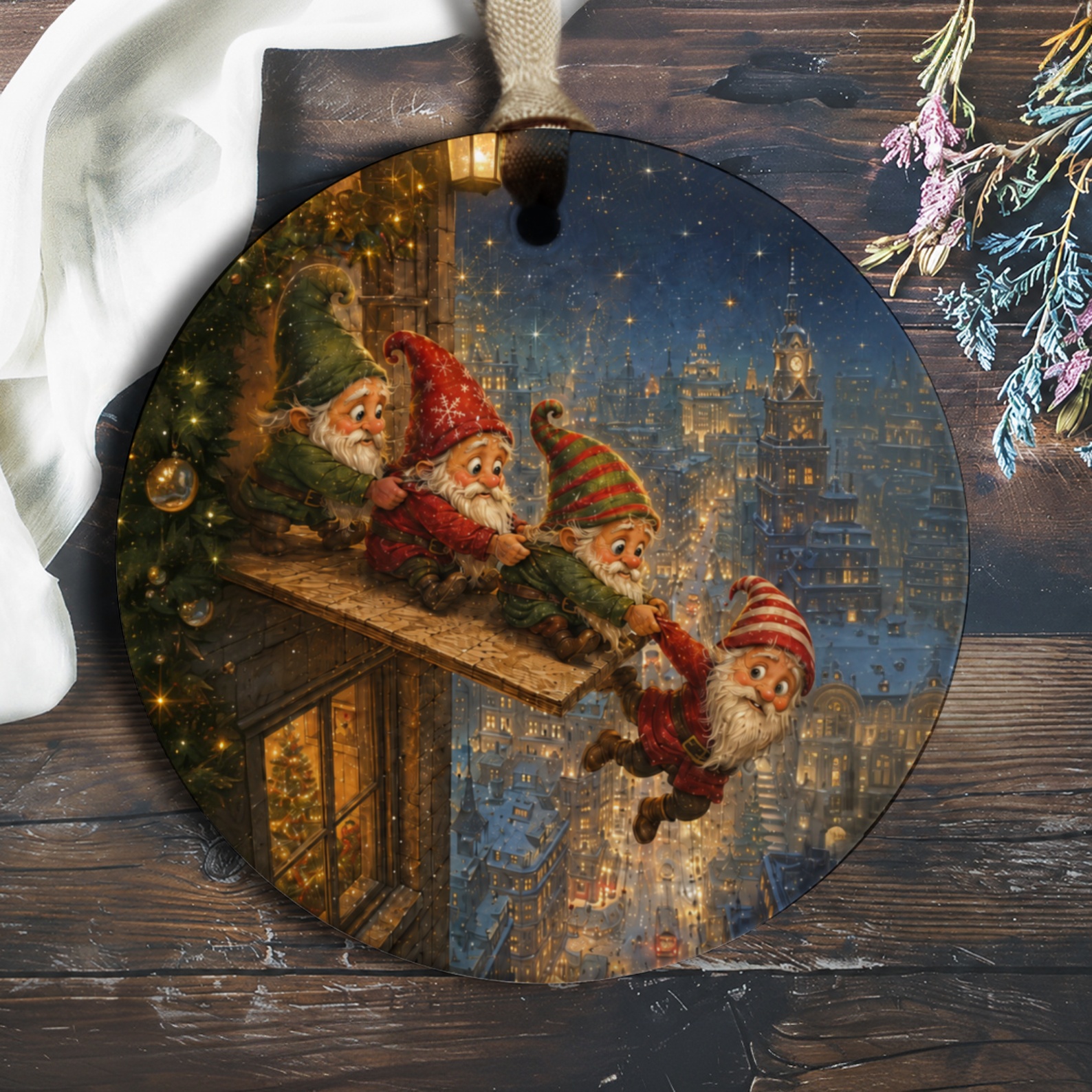 Christmas Gnome Ornament Festive Holiday Decoration Cute Santa Elves Winter Cityscape Christmas Tree Decor Gift O665