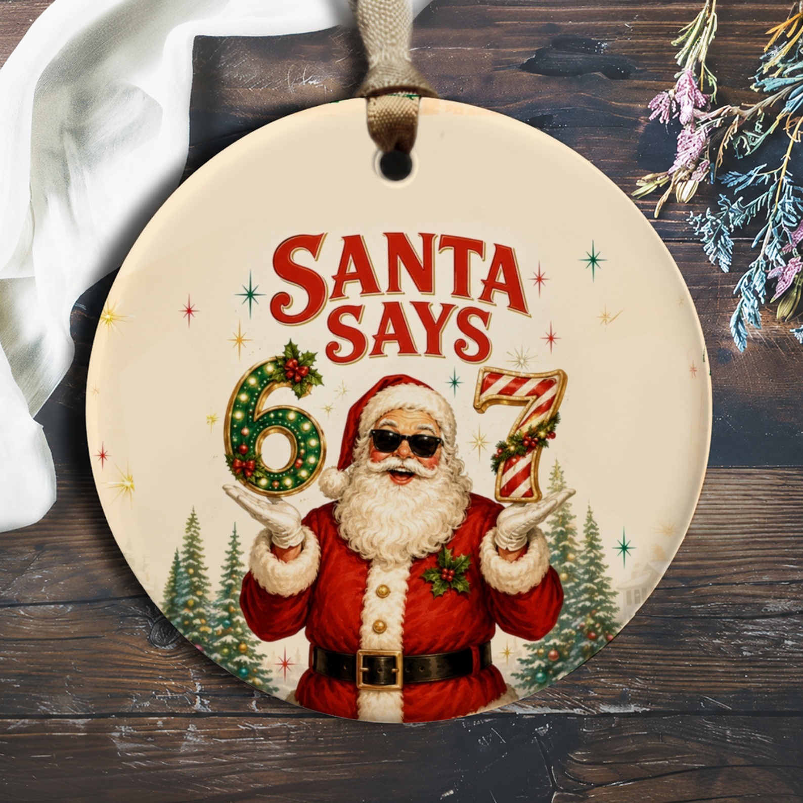 Santa Says 67 Christmas Ornament Santa Claus Holiday Decor Festive Tree Decoration Vintage Style Xmas Ornament O672