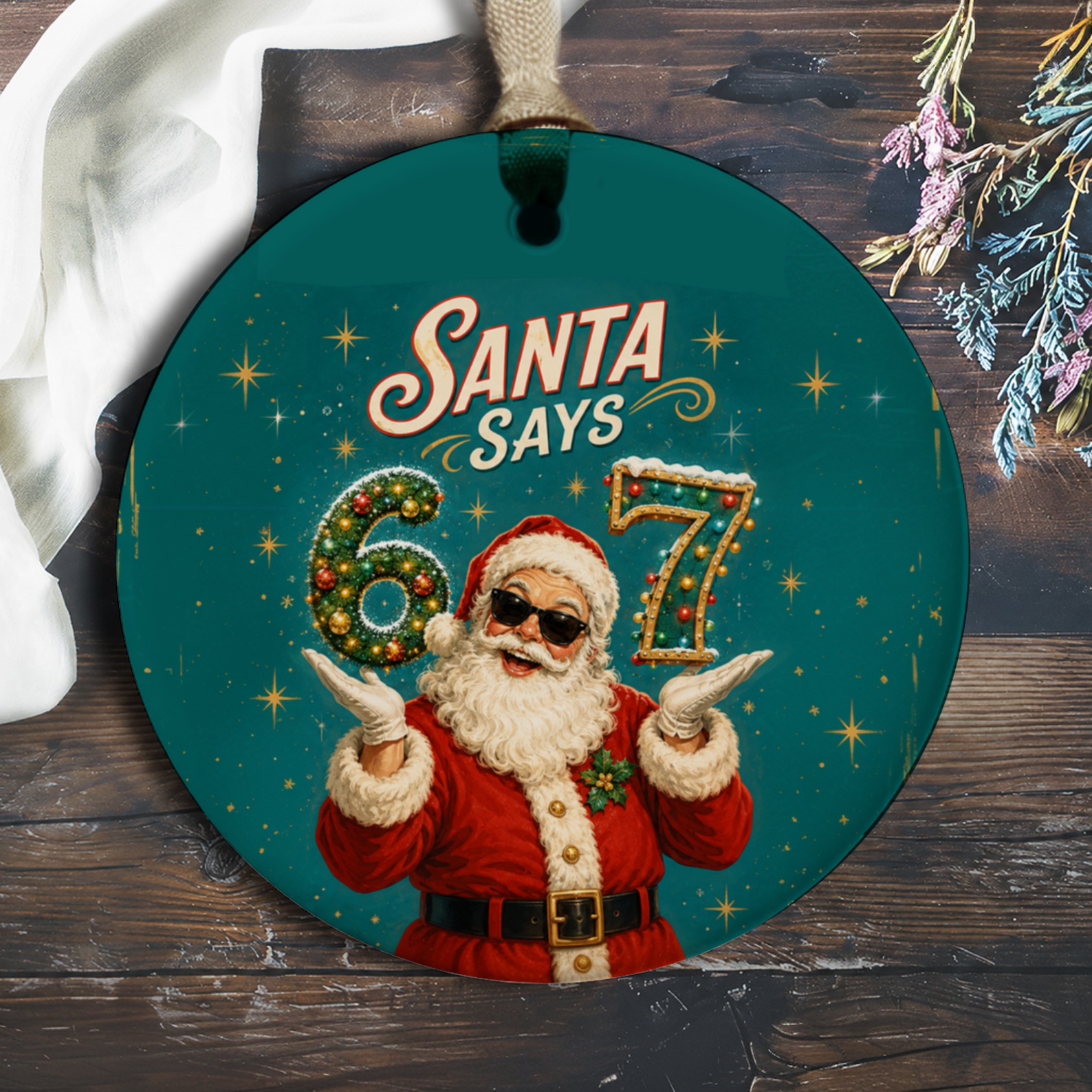 Santa Says 67 Christmas Ornament Santa Claus Holiday Decor Festive Tree Decoration Vintage Style Xmas Ornament O673