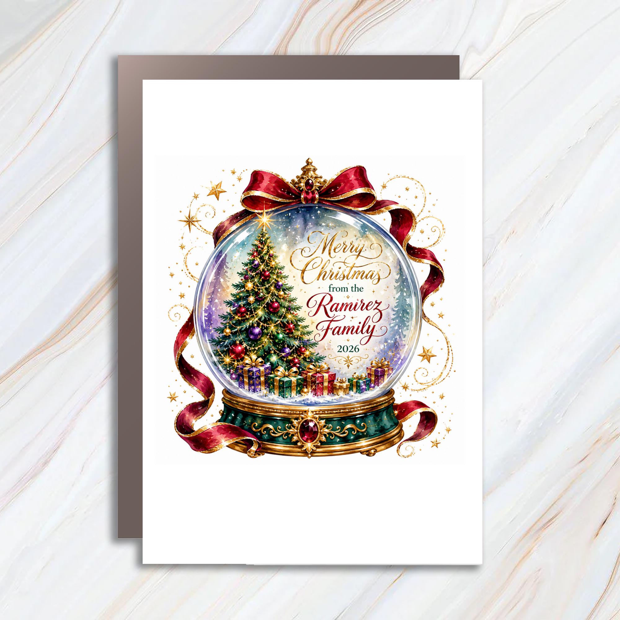 Merry Christmas Family 2026 Personalized Christmas Card Holiday Greeting Card Custom Family Name Xmas Card C1030