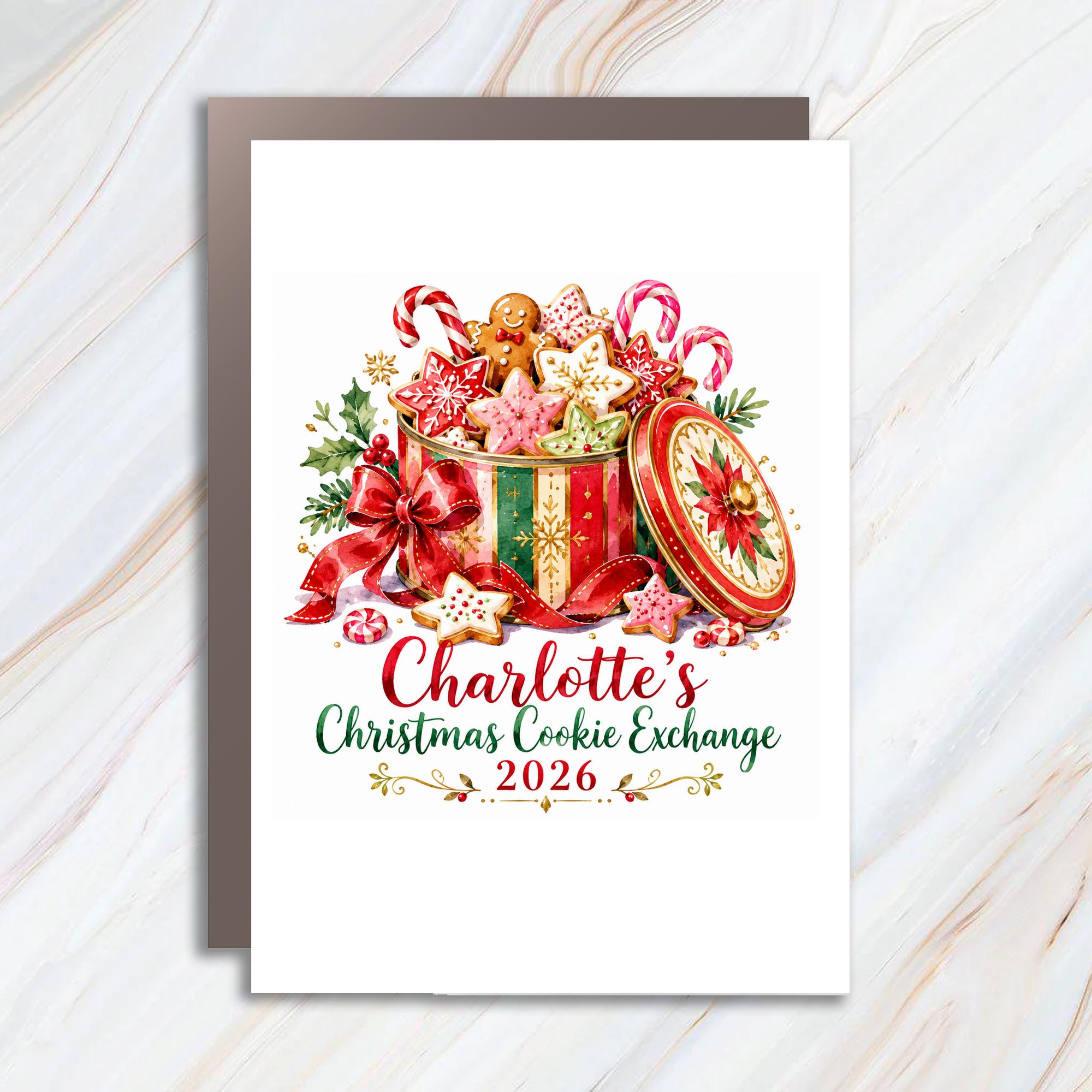 Christmas Cookie Exchange 2026 Festive Christmas Card Holiday Greeting Card For Cookie Lovers Cute Seasonal Card C1034