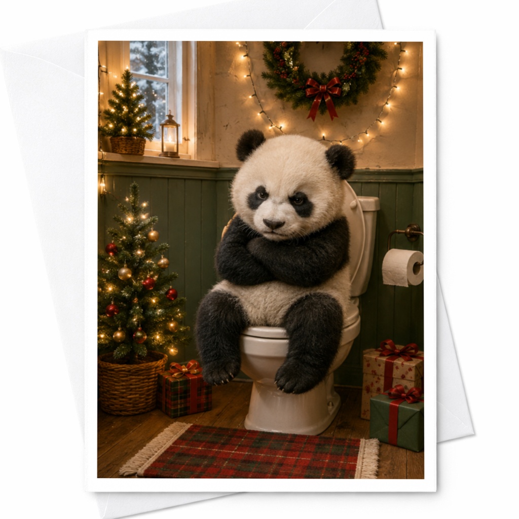 Funny Panda Christmas Card Cute Animal Holiday Greeting Card For Friends Family Festive Card With Christmas Decor C4683