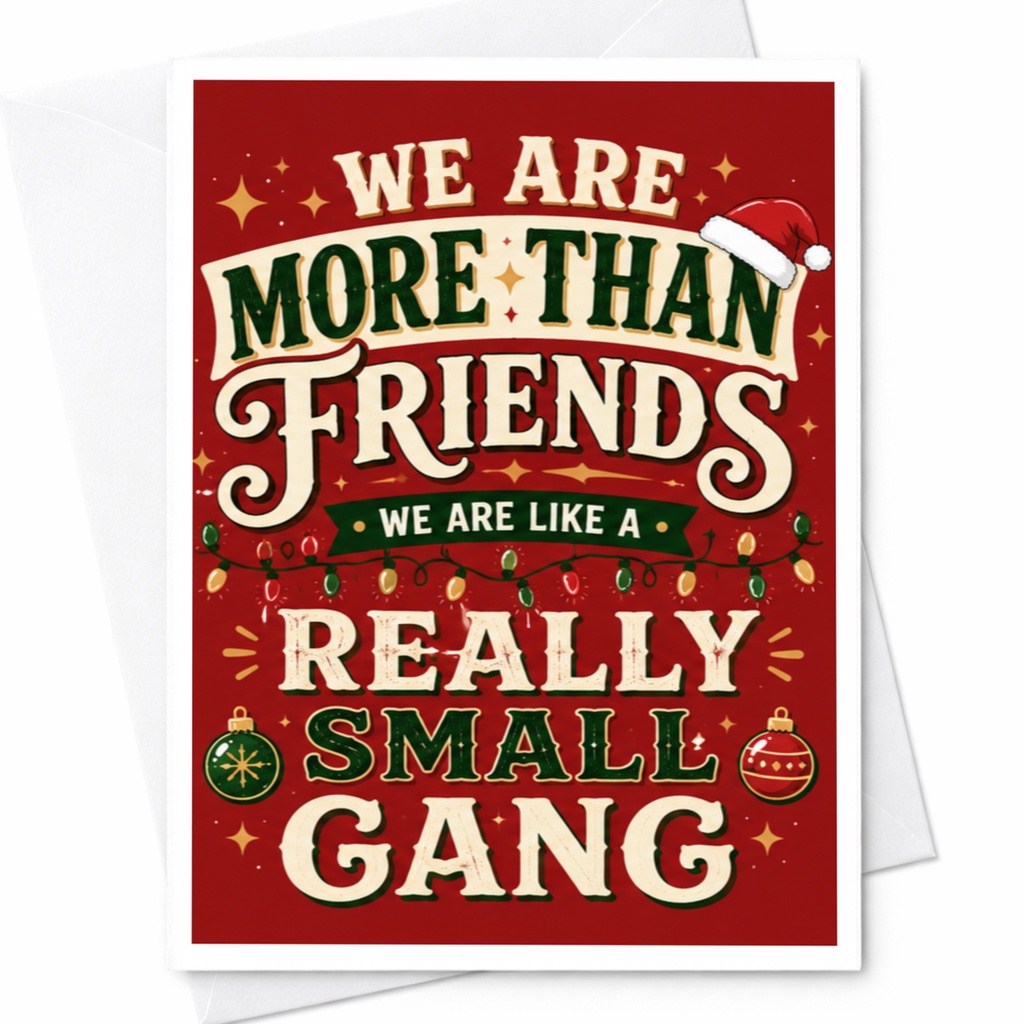 We Are More Than Friends We Are Like A Really Small Gang Christmas Card Funny Holiday Greeting Card For Friends Cute Festive Desig C4686