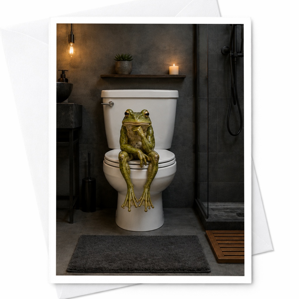 Funny Frog Bathroom Card Greeting Card Quirky Animal Everyday Card For Friend Unique Fun C4694
