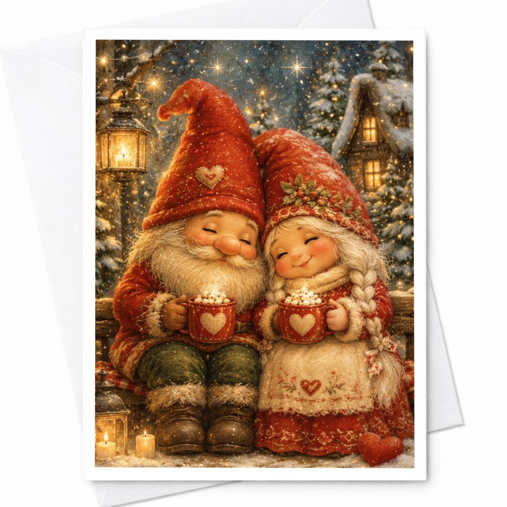 Santa Claus And Mrs. Claus Christmas Card Cute Holiday Greeting Card Cozy Winter Scene For Family Friends Festive C4727