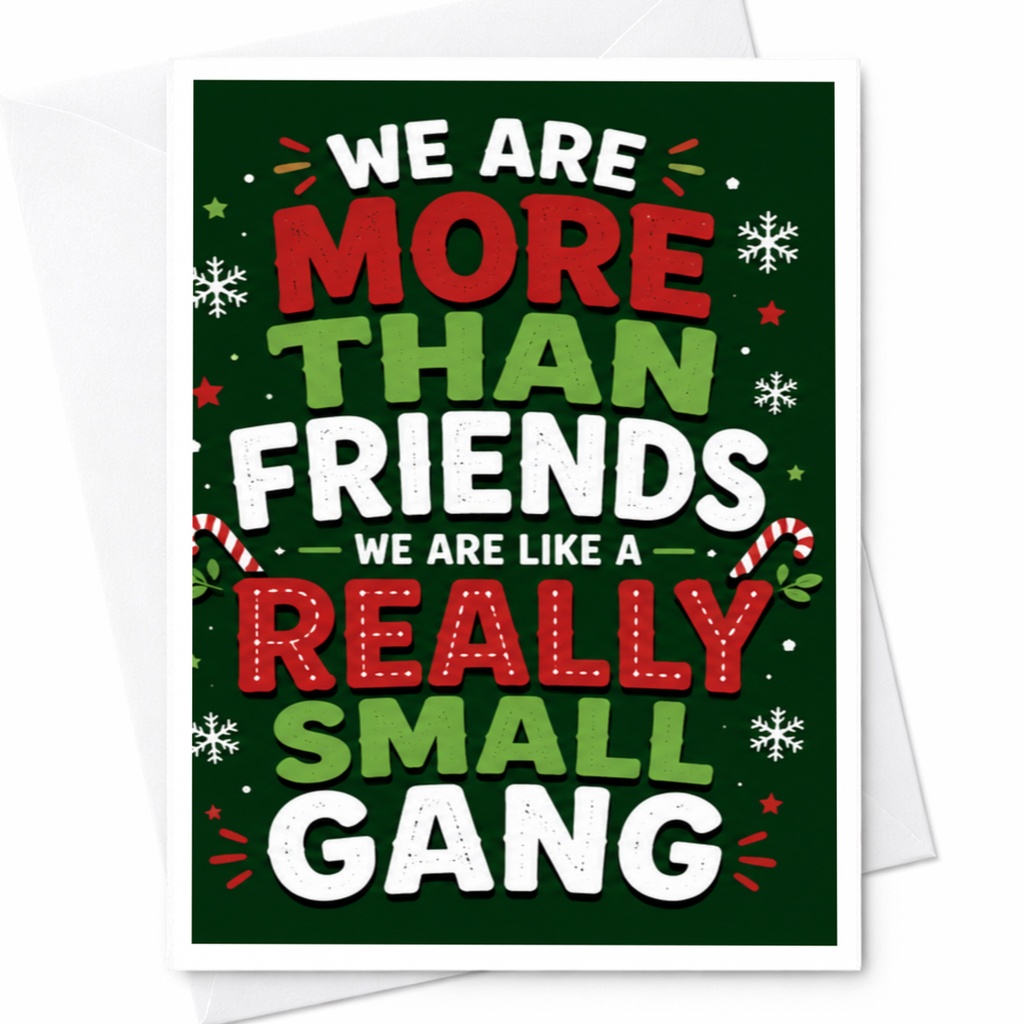 We Are More Than Friends We Are Like A Really Small Gang Christmas Card Funny Holiday Greeting Card For Friends Cute Festive Desig C4685