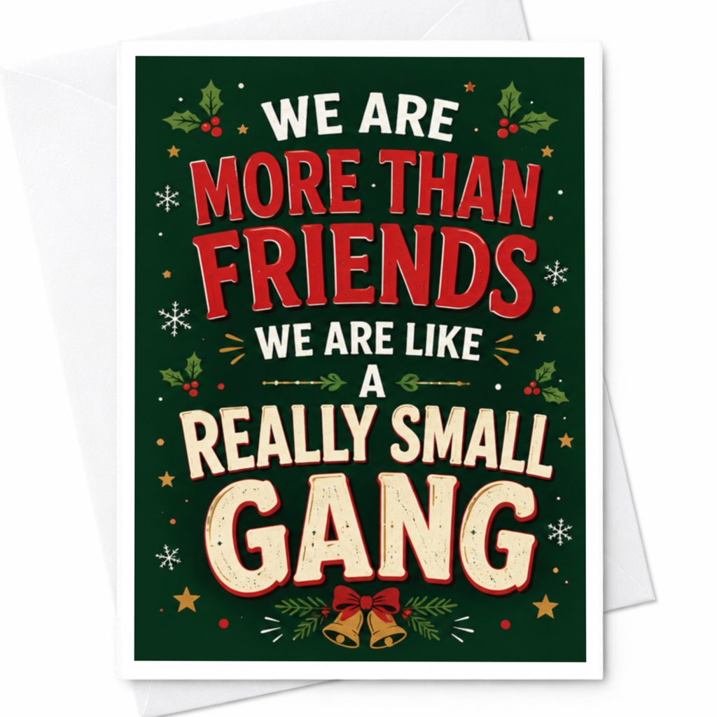 We Are More Than Friends We Are Like A Really Small Gang Christmas Card Funny Holiday Greeting Card For Friends Cute Festive Desig C4711
