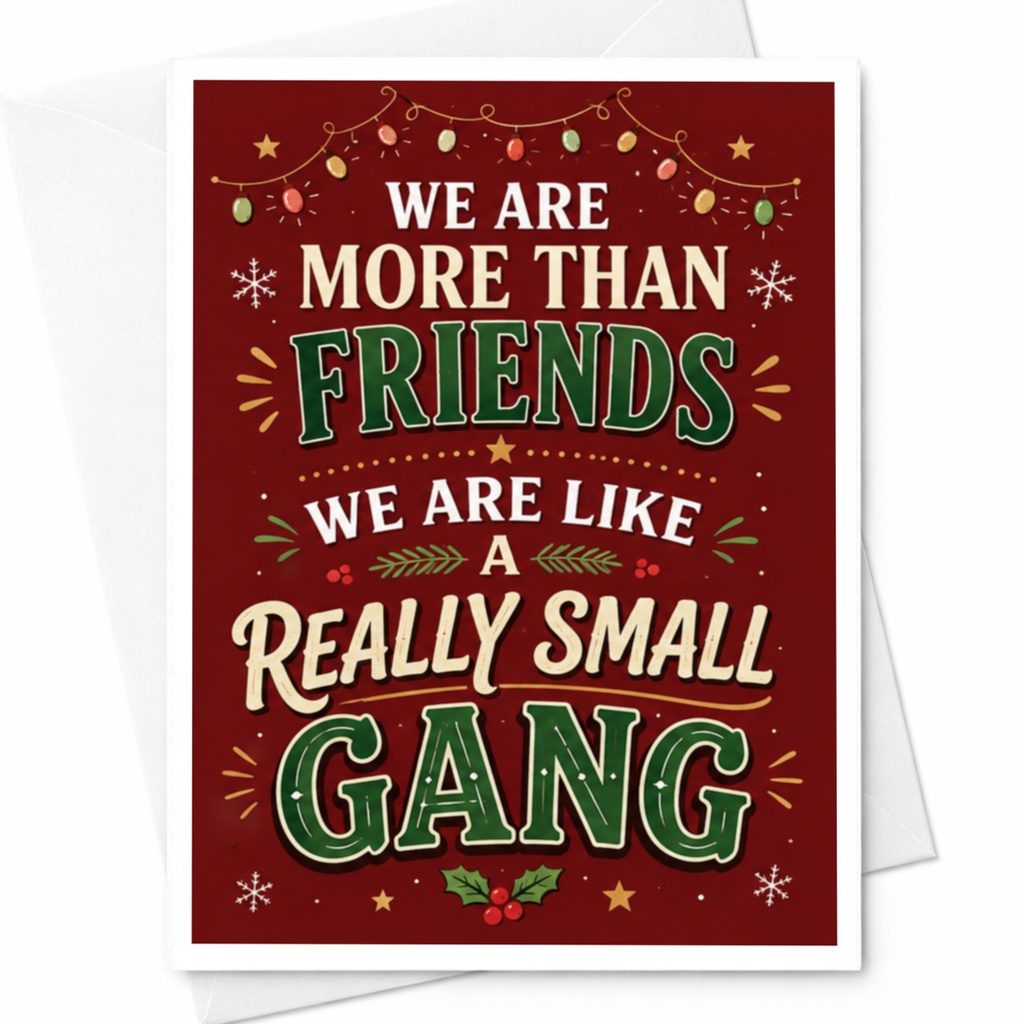 We Are More Than Friends We Are Like A Really Small Gang Christmas Card Funny Holiday Greeting For Best Friend Cute Festive Card C4712