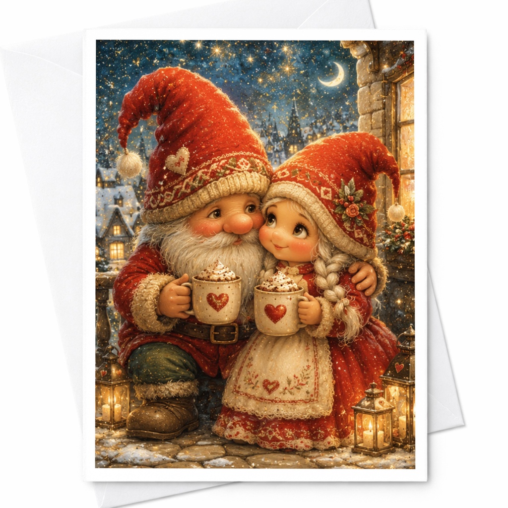 Santa Claus And Girl Christmas Card Cute Holiday Greeting Card Cozy Winter Scene For Family Festive Season Warm Wishes C4728
