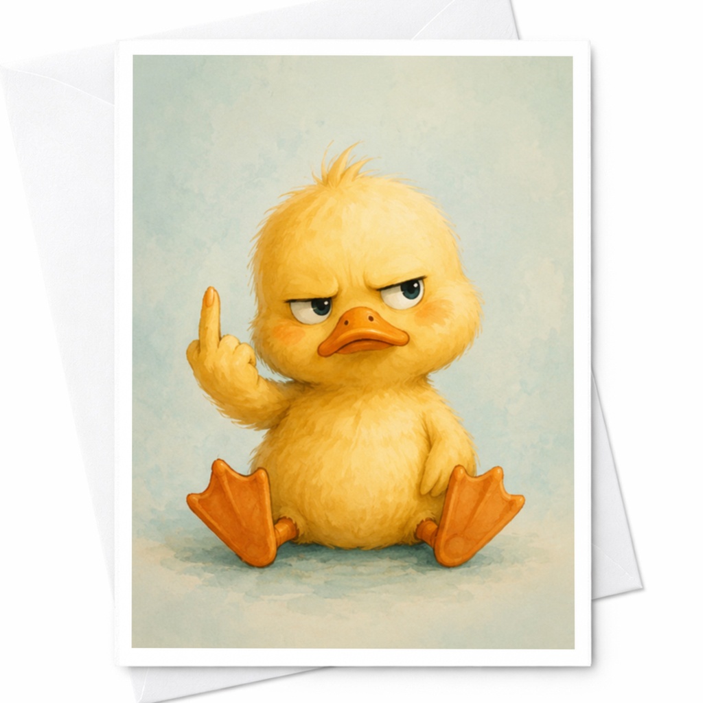 Cute Duck Attitude Card Funny Everyday Greeting Card Animal Lover Quirky Illustration For Friend Unique Art Card C4735
