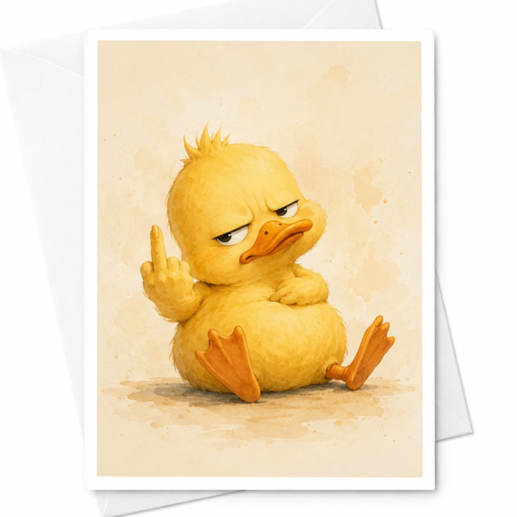 Funny Duck Illustration Blank Greeting Card Cute Animal Everyday Card For Friend Whimsical Art Card C4736