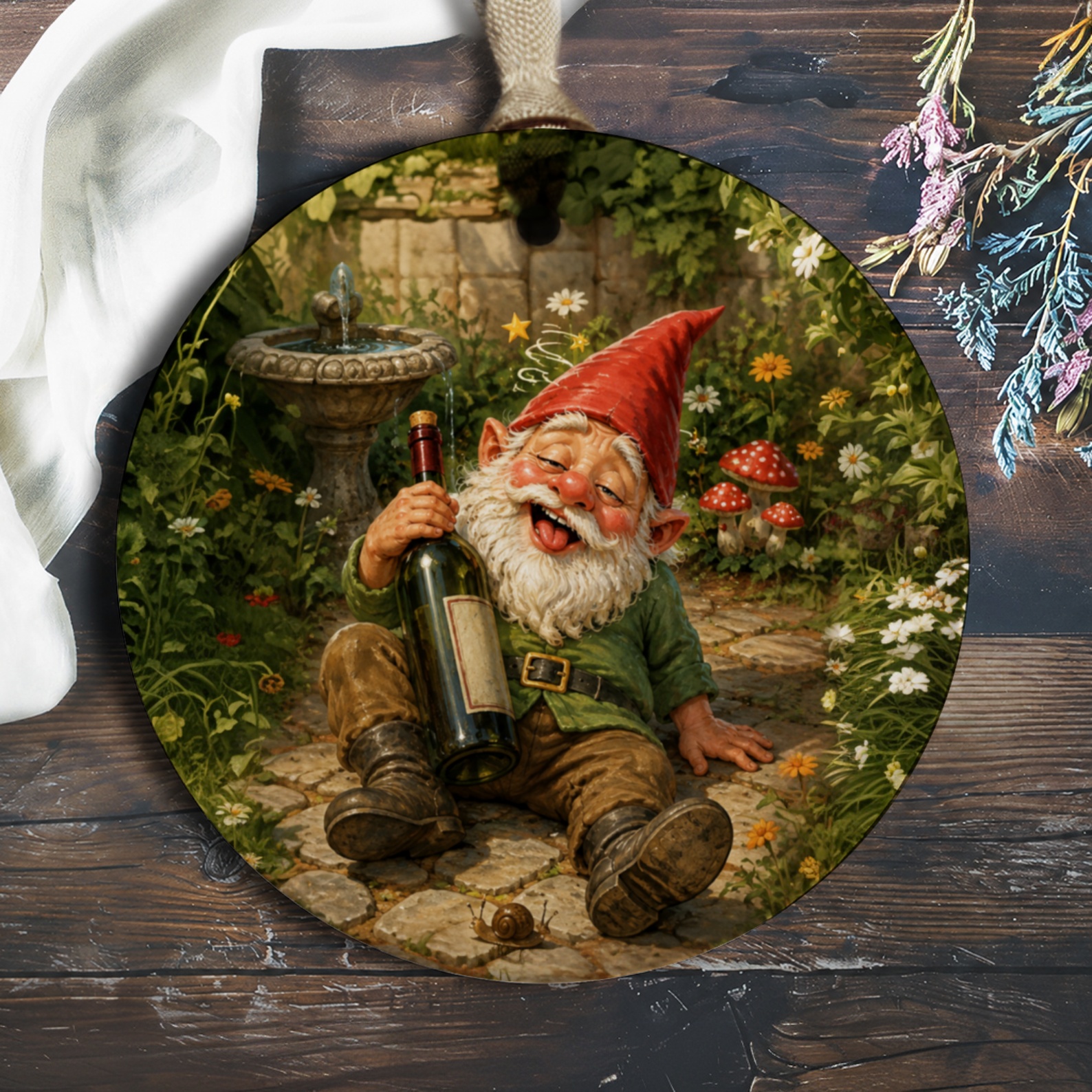 Garden Gnome Ornament Whimsical Decor Cute Gnome With Wine Bottle Fun Garden Decoration For Home Or Patio O721