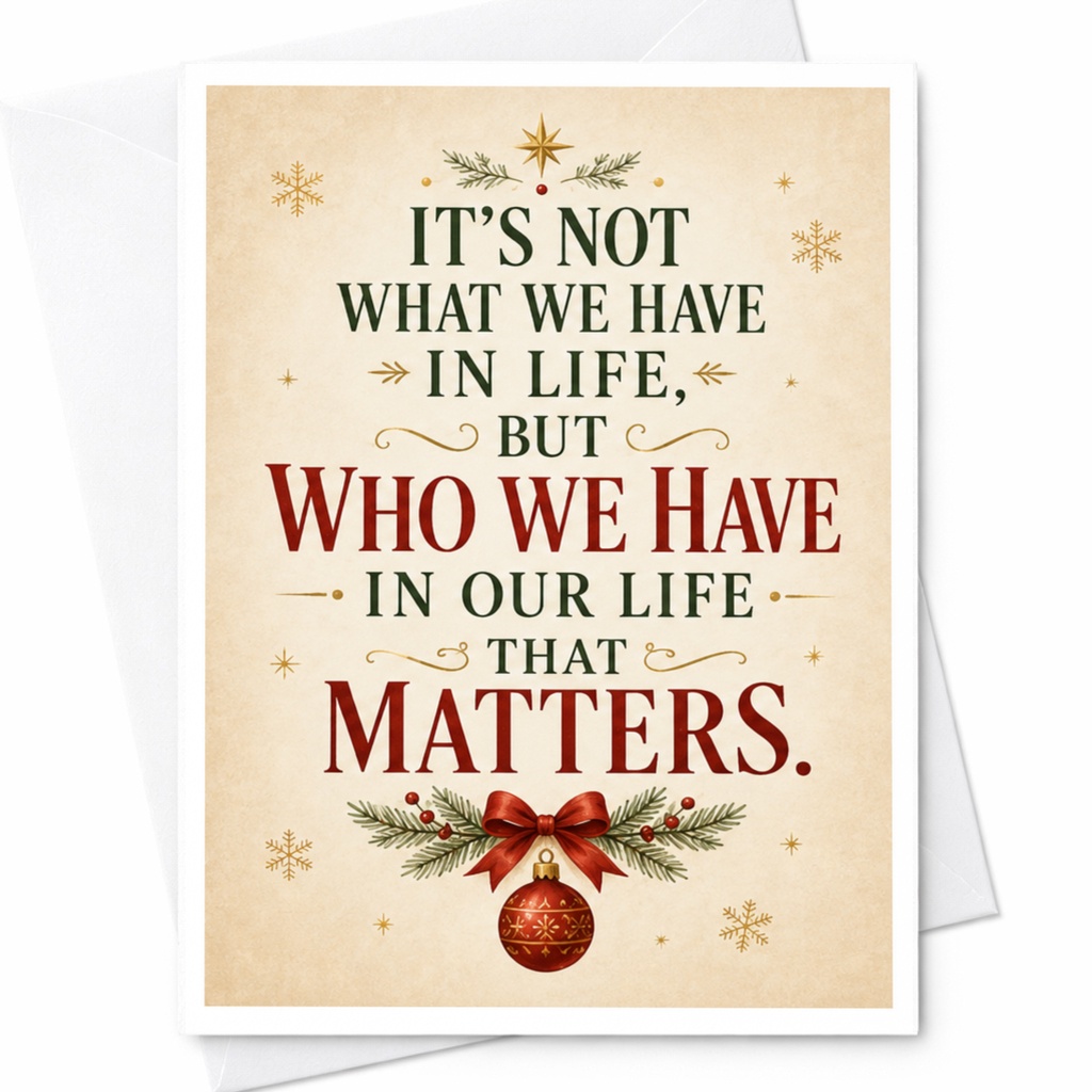It's Not What We Have In Life, But Who We Have In Our Life That Matters Christmas Card Festive Holiday Greeting Card For Loved One C4752