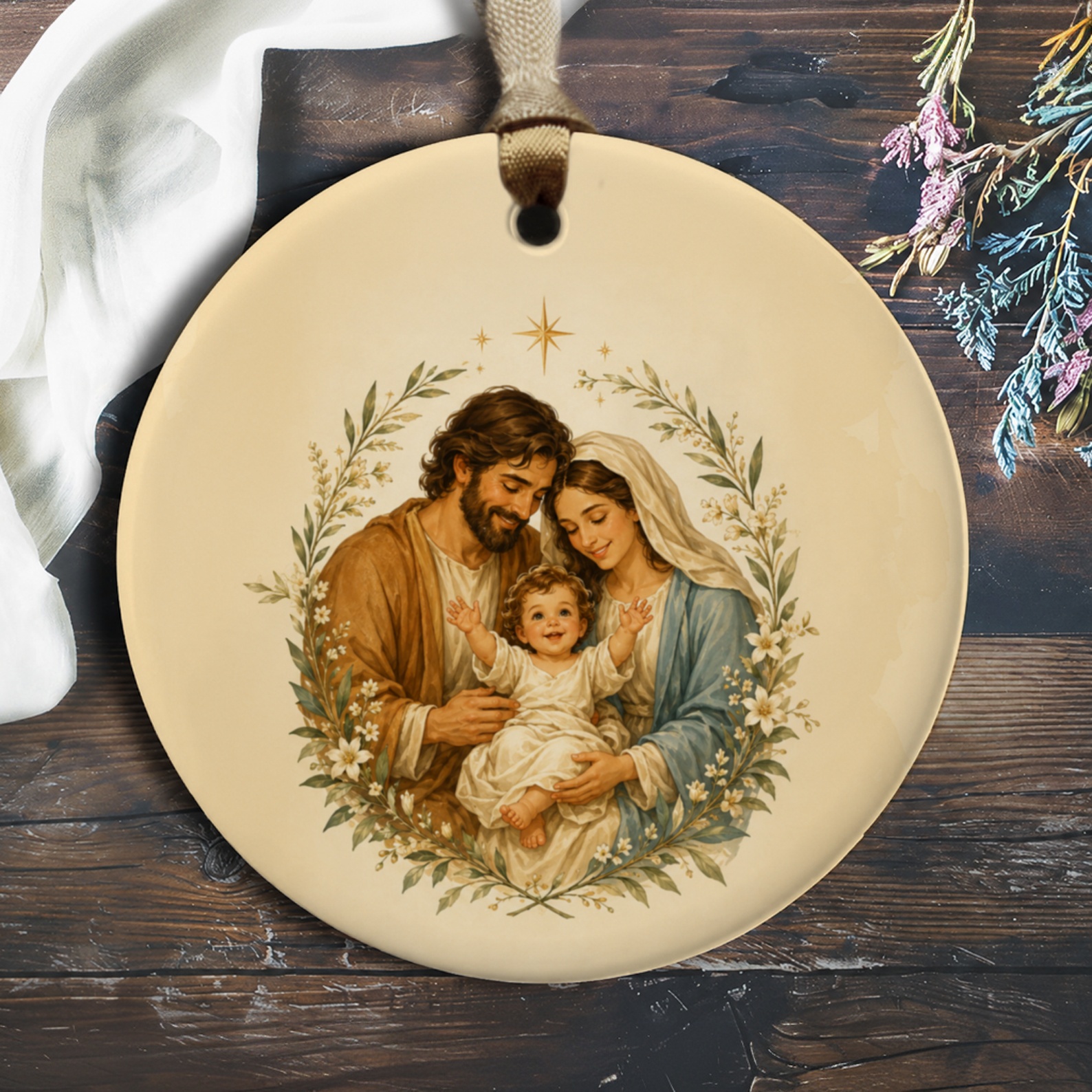 Holy Family Christmas Ornament Religious Nativity Scene Ornament Christian Holiday Decor Spiritual Gift For Home O725