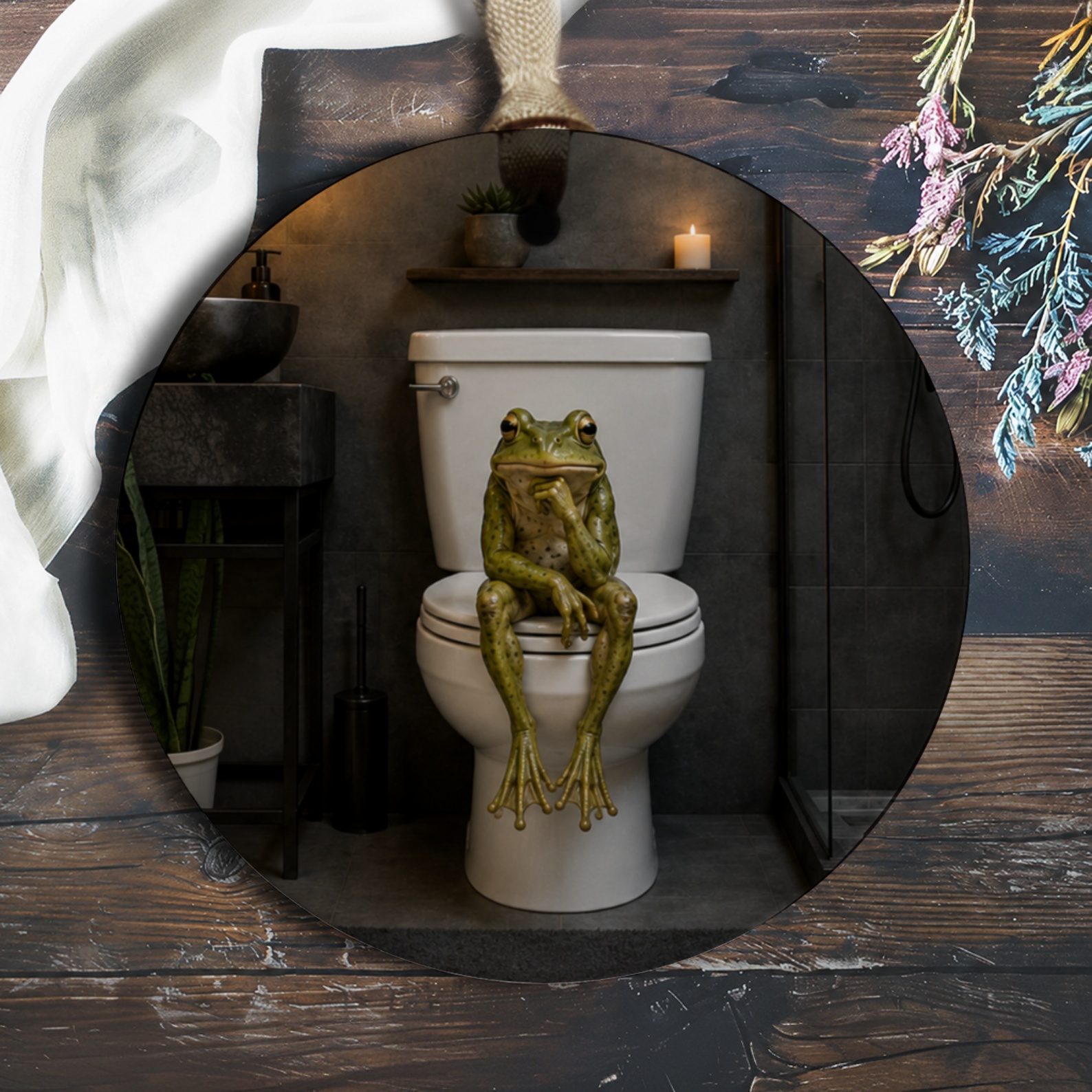 Funny Frog Ornament Bathroom Decor Quirky Frog Sitting On Toilet Home Decoration Unique Gift For Frog Lovers O701