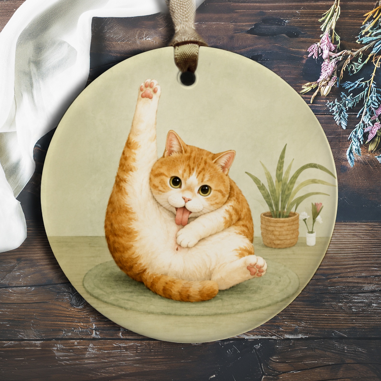 Cute Cat Ornament Funny Animal Decor Adorable Pet Lover Gift Home Decoration For Cat Lovers Whimsical Everyday Ornament O717