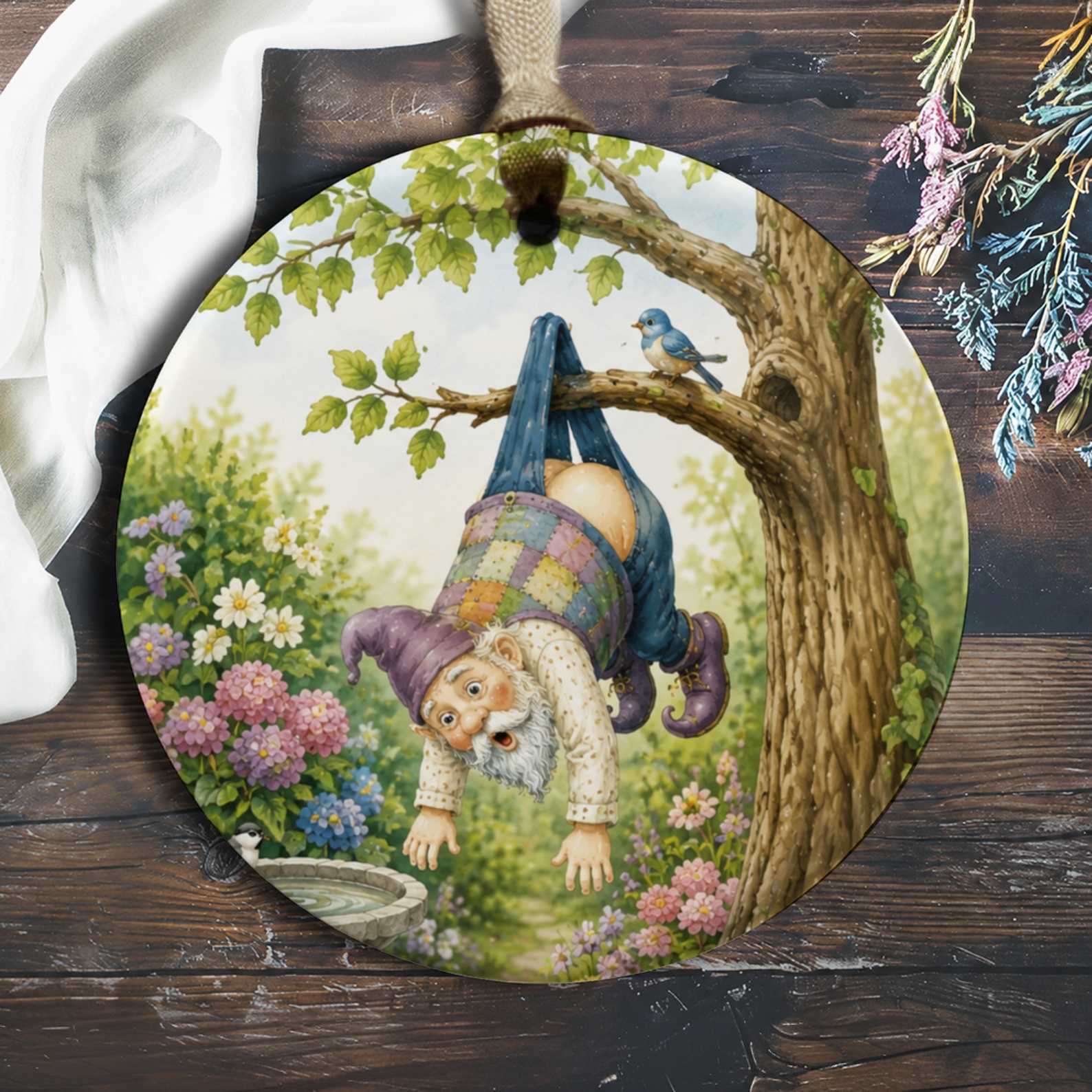 Whimsical Gnome Ornament Garden Decor Cute Hanging Gnome Art For Nature Lovers Funny Outdoor Decoration Gift O727