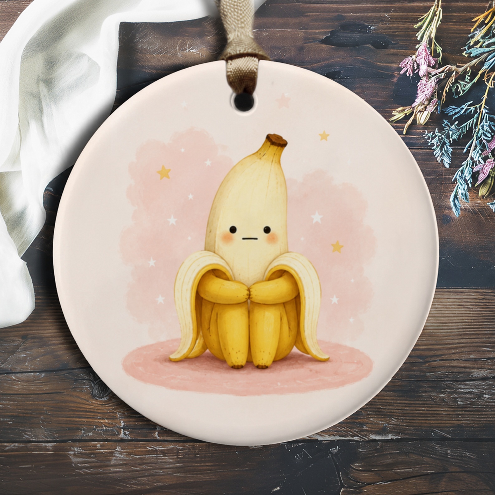 Cute Banana Character Ornament Funny Fruit Decor Kawaii Style Home Decoration Gift For Kids Room Adorable Everyday Ornament O733