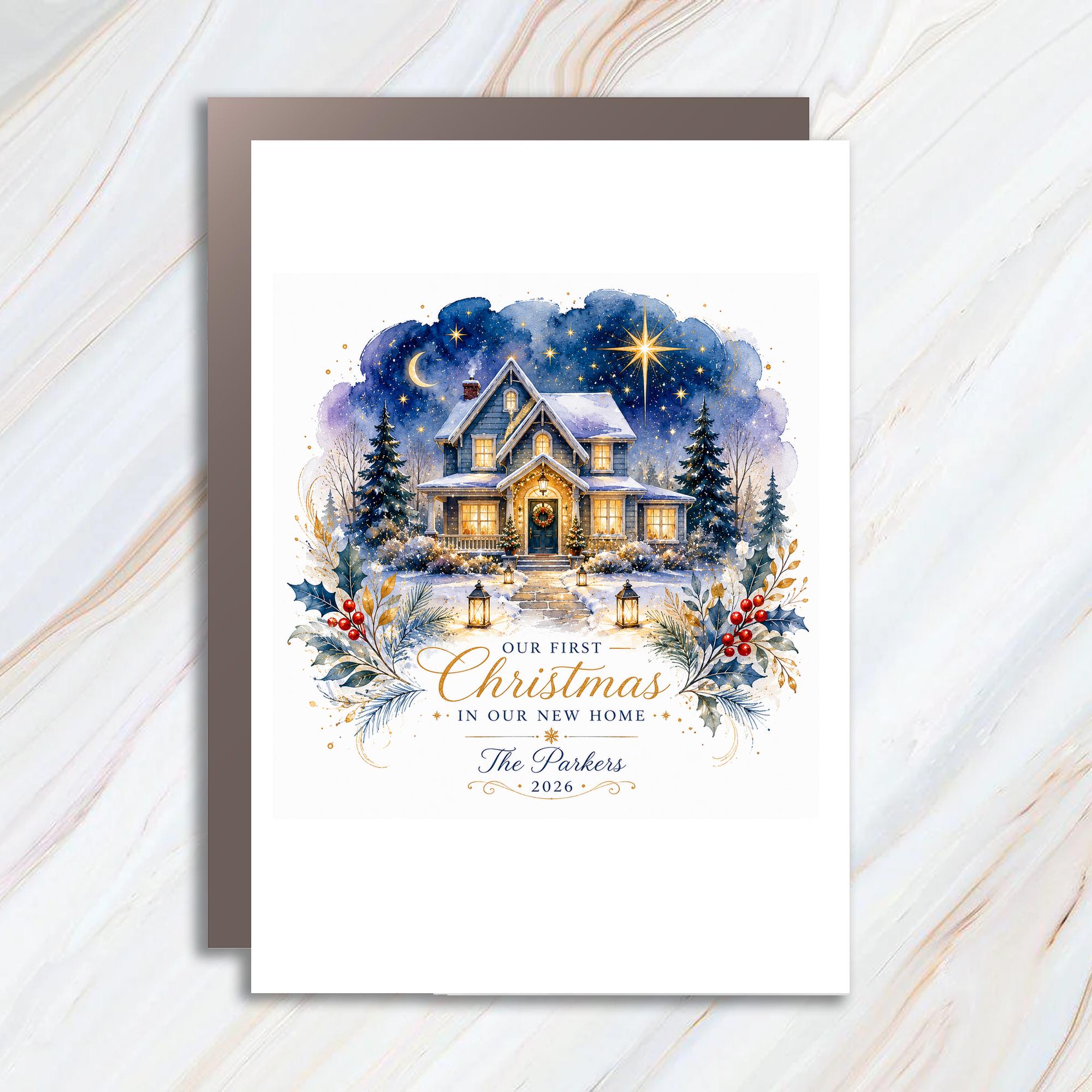 Custom Our First Christmas In Our New Home Christmas Card New Homeowners Personalized Holiday Card 2026 Festive Greeting C1053