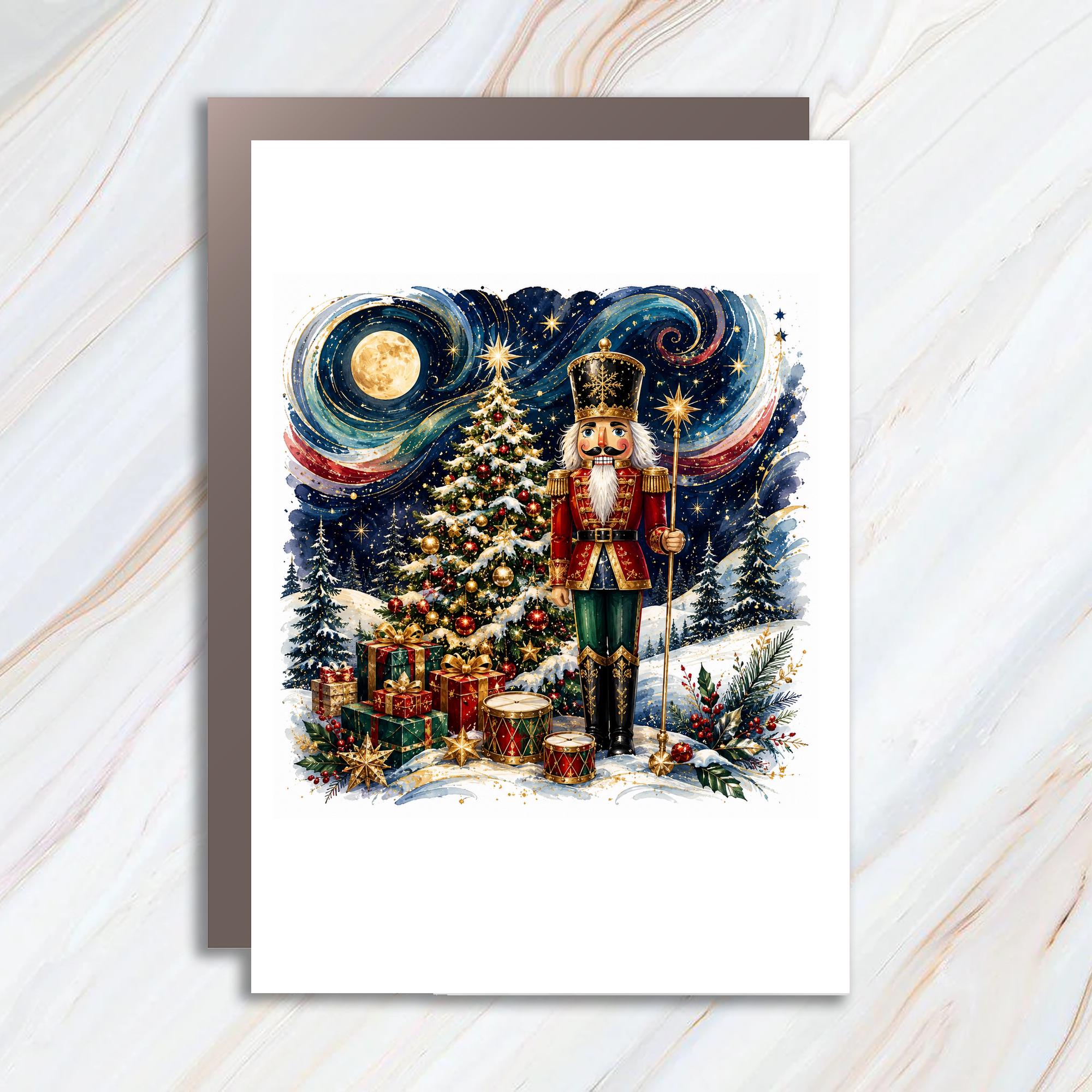 Nutcracker Christmas Greeting Card Festive Holiday Card Winter Wonderland Scene For Christmas Lover Artistic Seasonal Card C1054