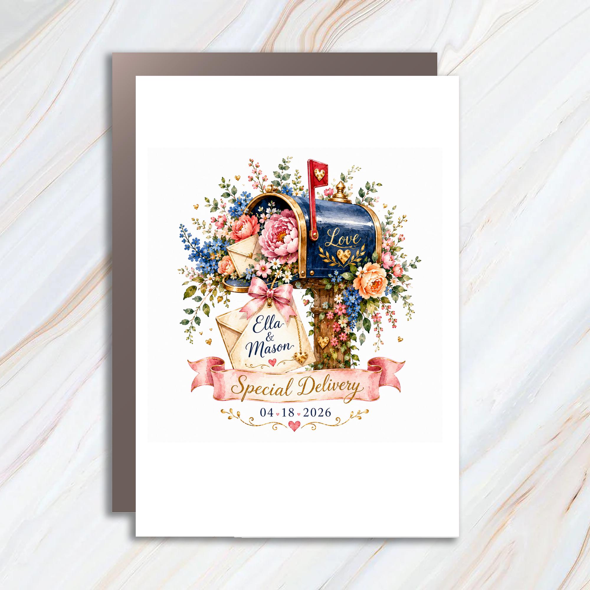 Ella & Mason Special Delivery Wedding Card Floral Mailbox Love Letters Anniversary Card Romantic Personalized 2026 C1063