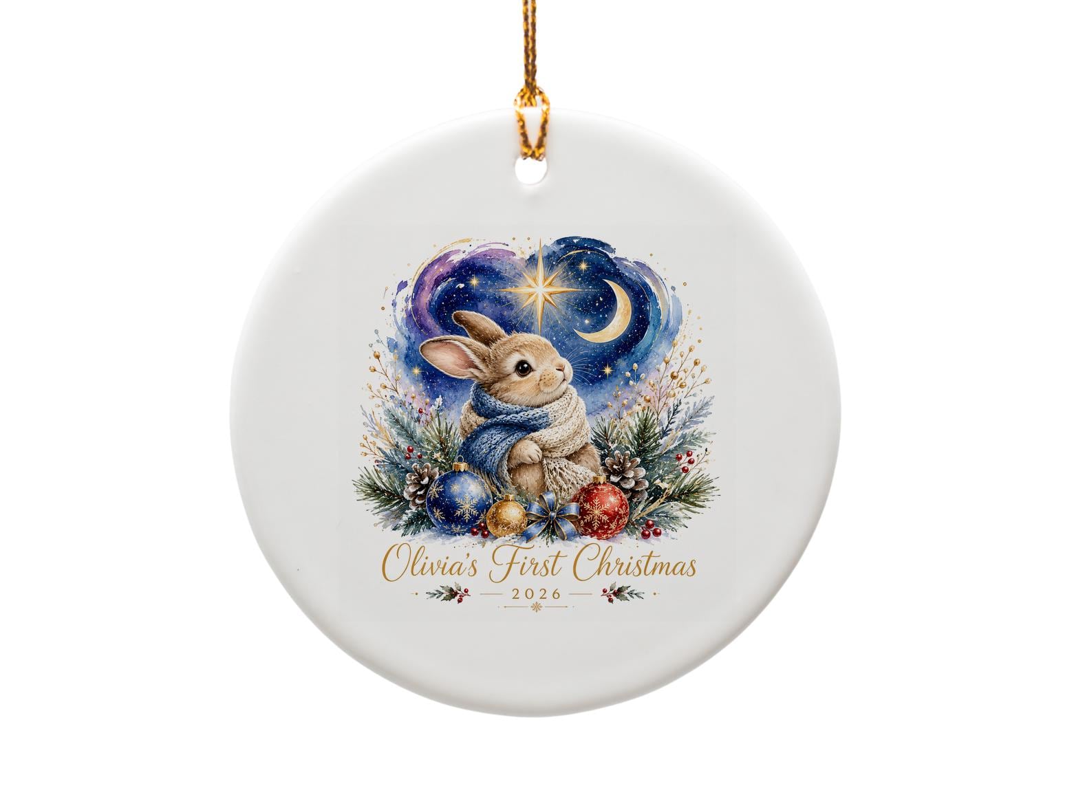 First Christmas 2026 Ornament Bunny Holiday Decor Baby's First Christmas Keepsake Gift O1075