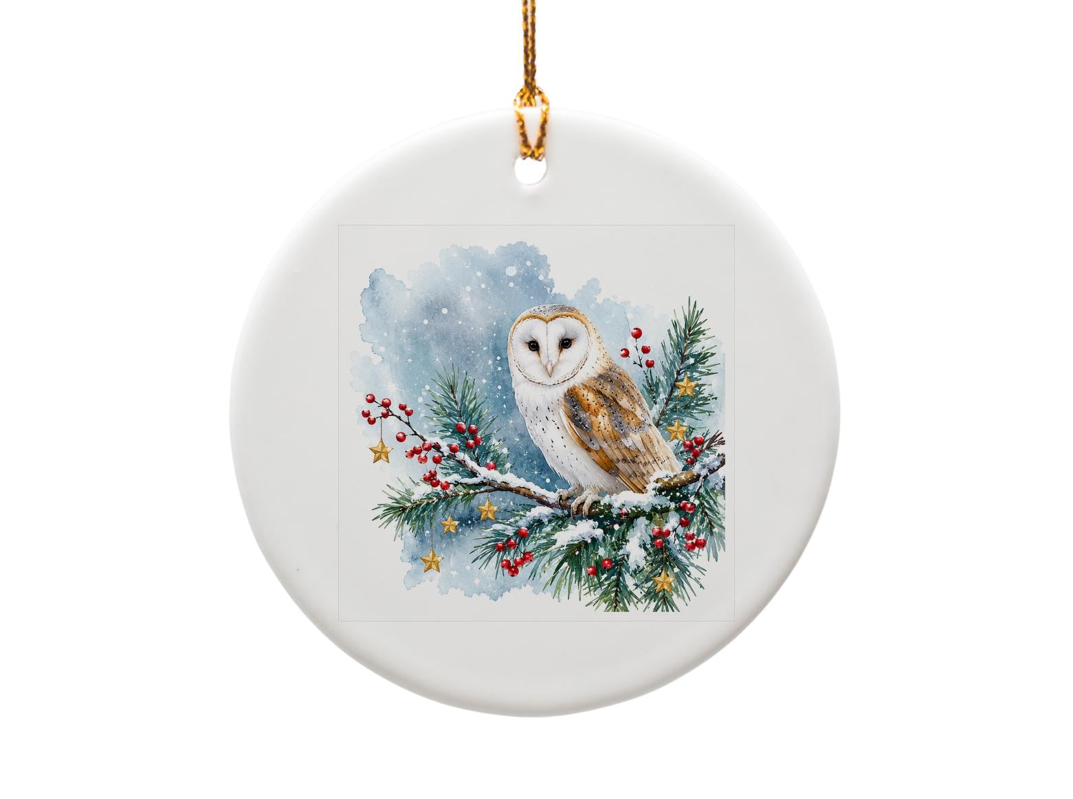 Owl Christmas Ornament Winter Bird Decor Snowy Branch Holiday Decoration Festive Animal Ornament Nature Lover Gift O1078