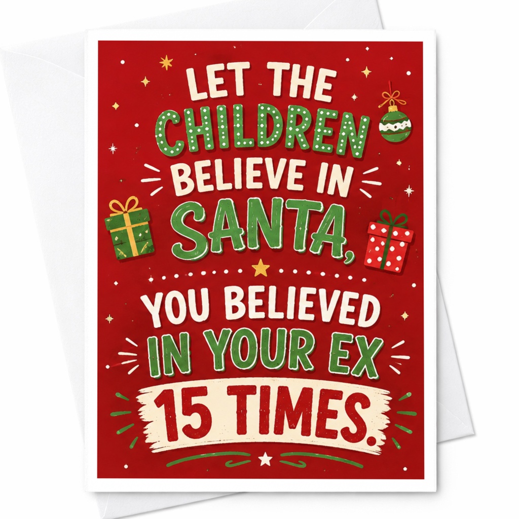 Let The Children Believe In Santa You Believed In Your Ex 15 Times Funny Christmas Card Holiday Greeting For Friend C4759