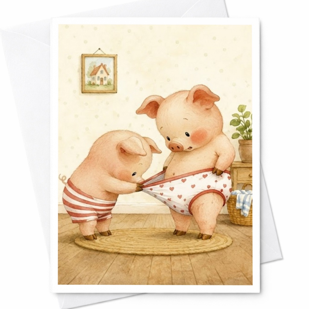 Cute Pig Couple Valentine's Day Card Adorable Animal Love Card For Husband Wife Partner Romantic Anniversary Card C4815