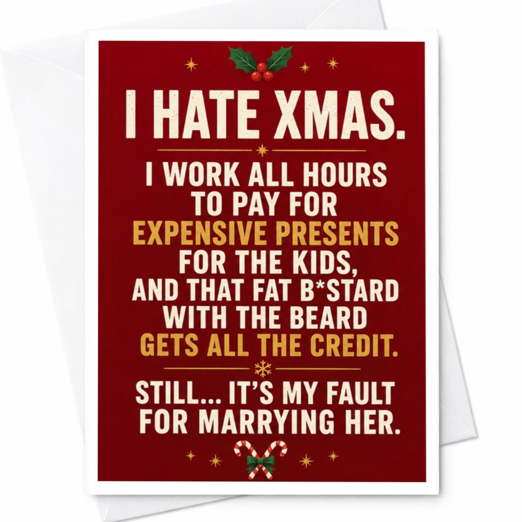 I Hate Xmas Funny Christmas Card Holiday Greeting Card For Husband Dad Sarcastic Xmas Card For Him C4792