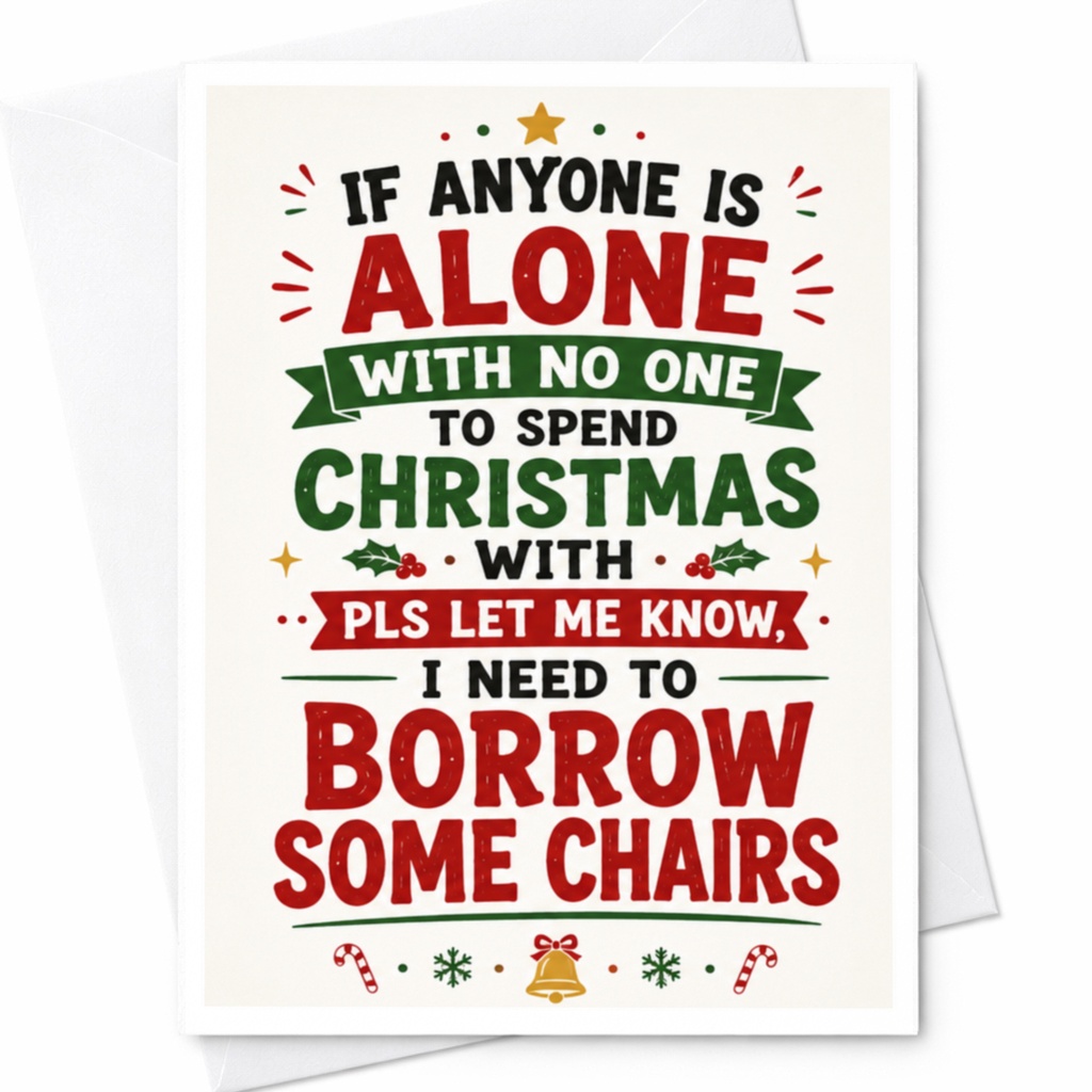 If Anyone Is Alone With No One To Spend Christmas With Pls Let Me Know Christmas Card Funny Holiday Greeting Card For Friends Fami C4798