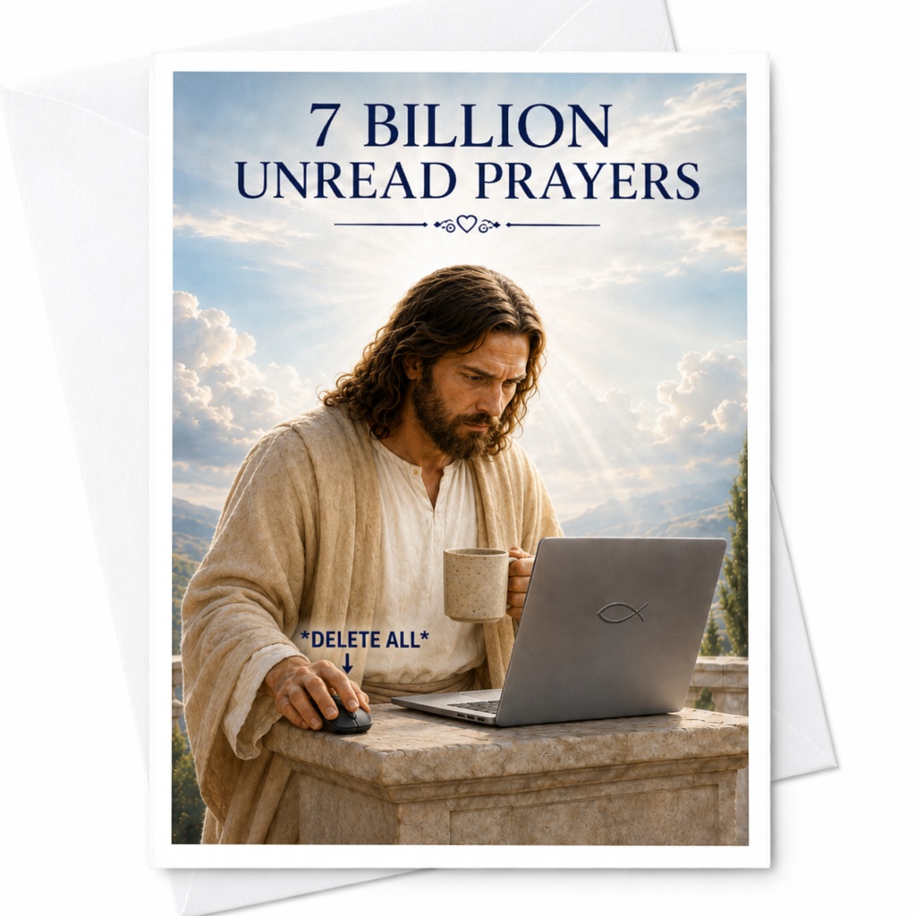 7 Billion Unread Prayers Funny Greeting Card Religious Theme Everyday Card For Friends Family C4800
