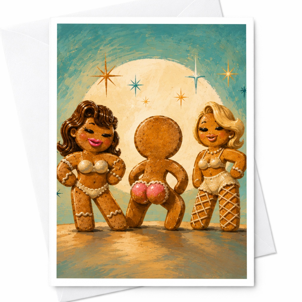 Gingerbread Characters Christmas Card Funny Holiday Greeting Card For Friends Family Festive Card Cute Xmas Card C4806