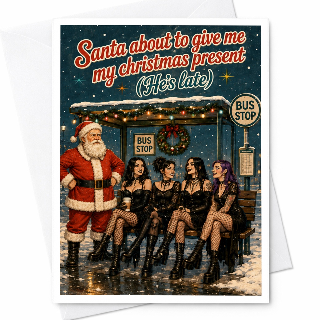 Santa About To Give Me My Christmas Present Funny Christmas Card Holiday Greeting Card For Friends Family C4816
