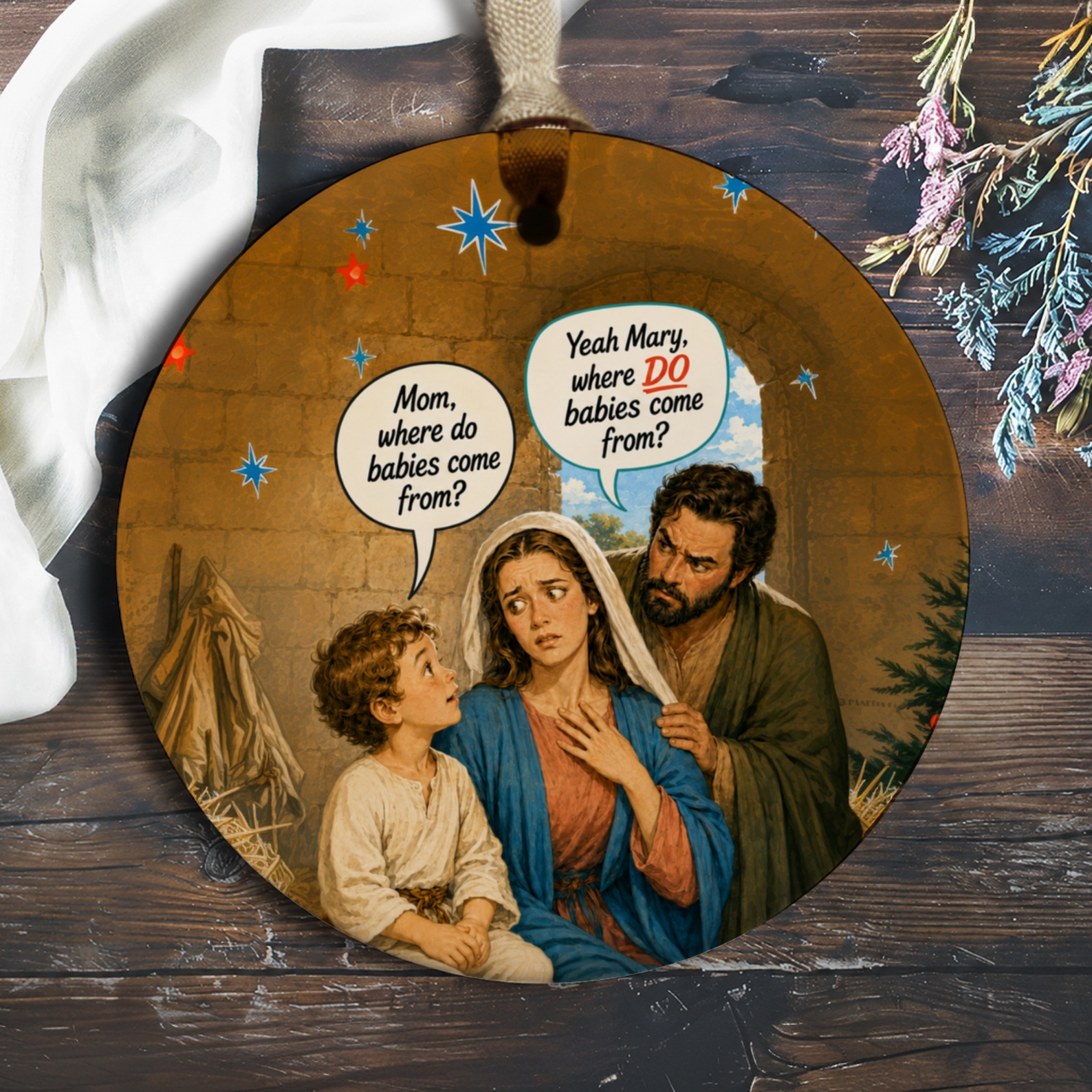 Mom, Where Do Babies Come From? Funny Christmas Ornament Nativity Scene Holiday Decor Gift For Family O775